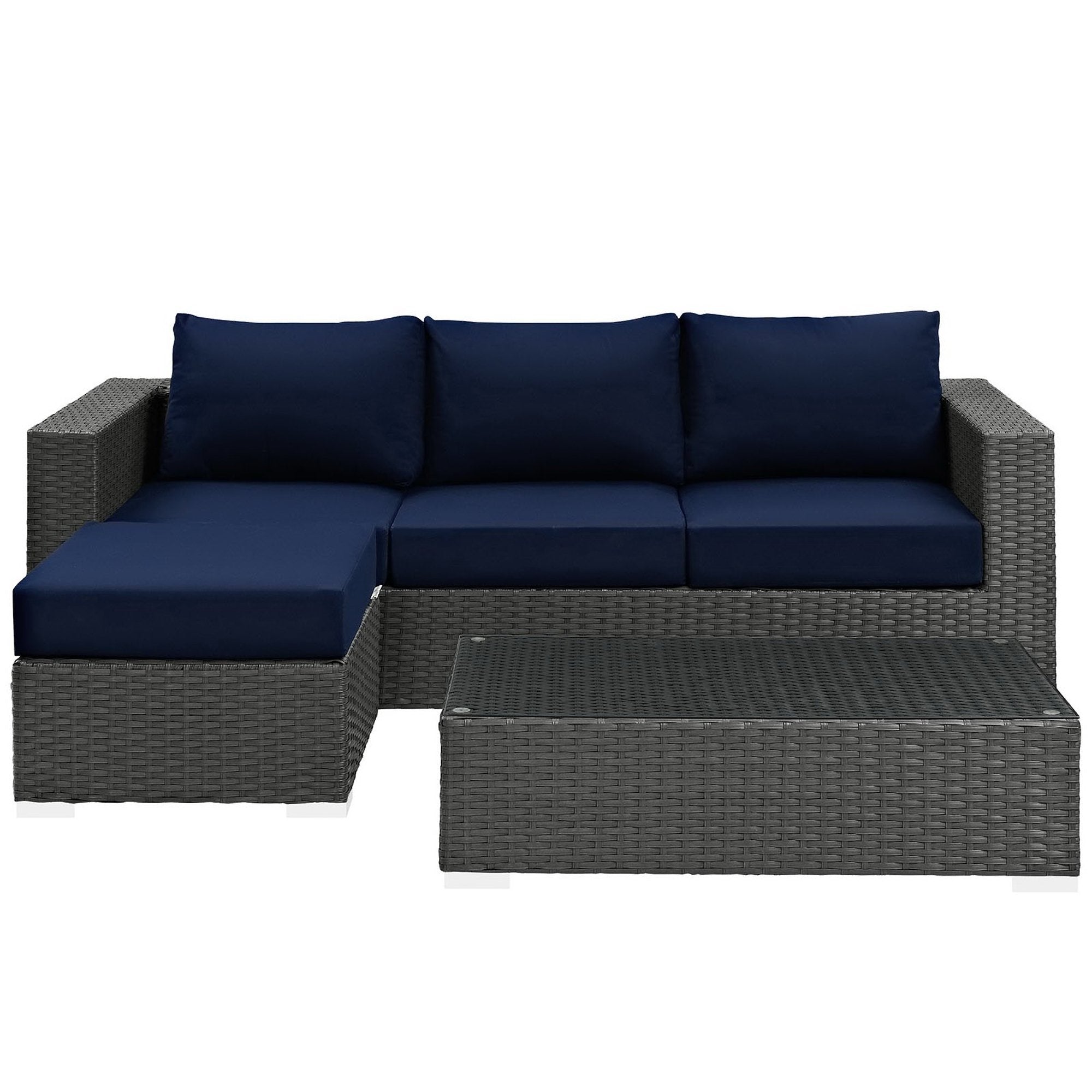 Modway Sojourn 3 Piece Outdoor Patio Sunbrella® Sectional Set