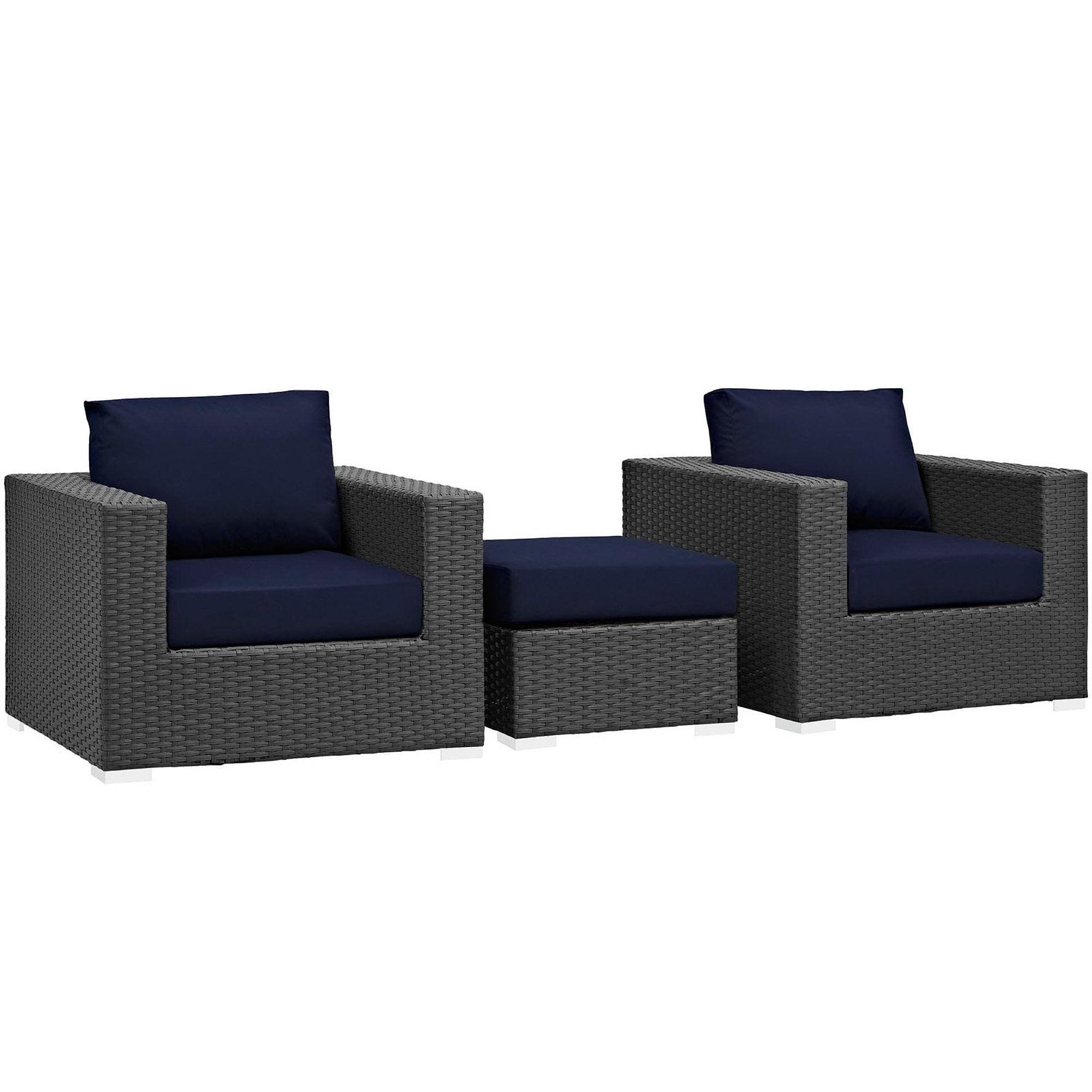 Modway Sojourn 3 Piece Outdoor Patio Sunbrella® Sectional Set