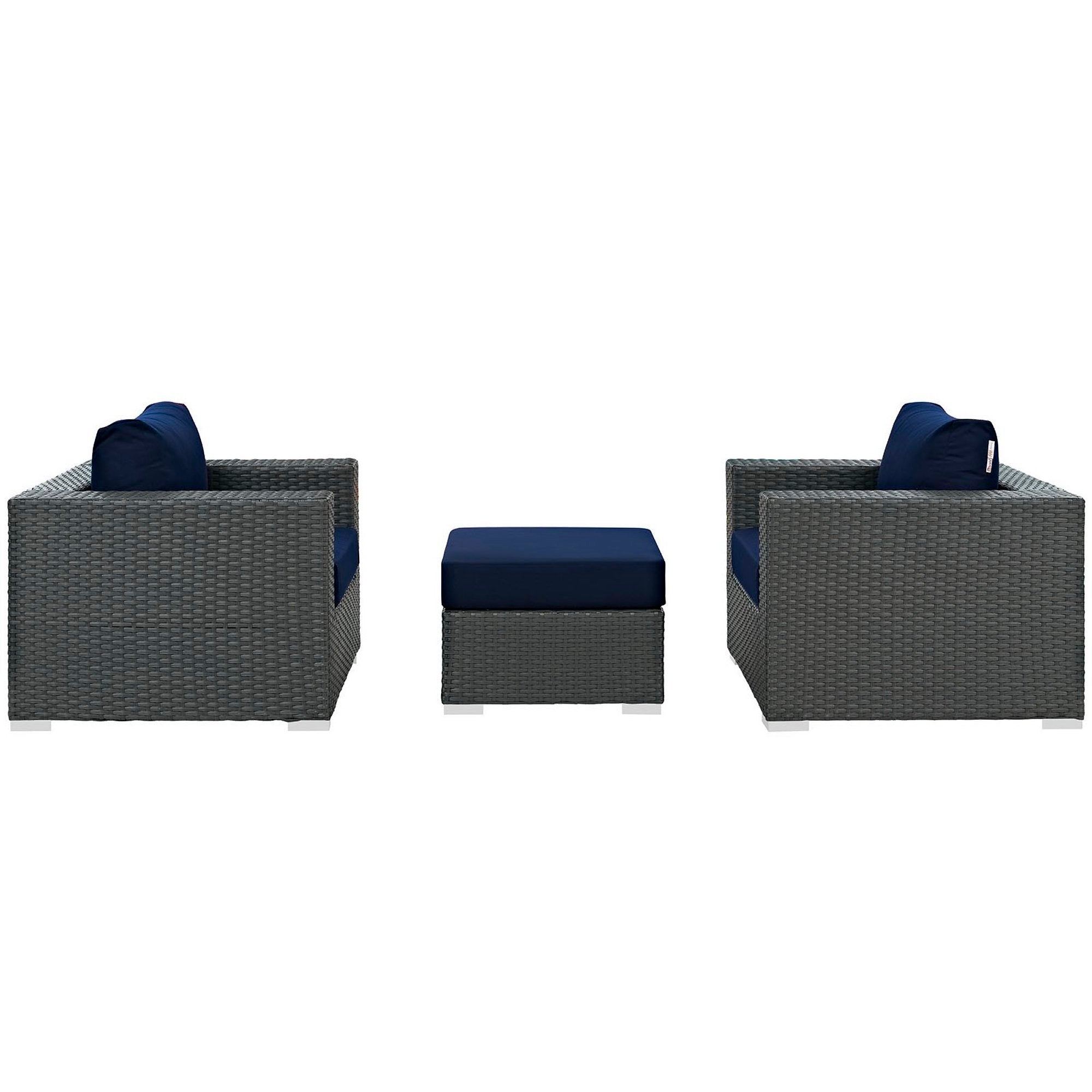 Modway Sojourn 3 Piece Outdoor Patio Sunbrella® Sectional Set