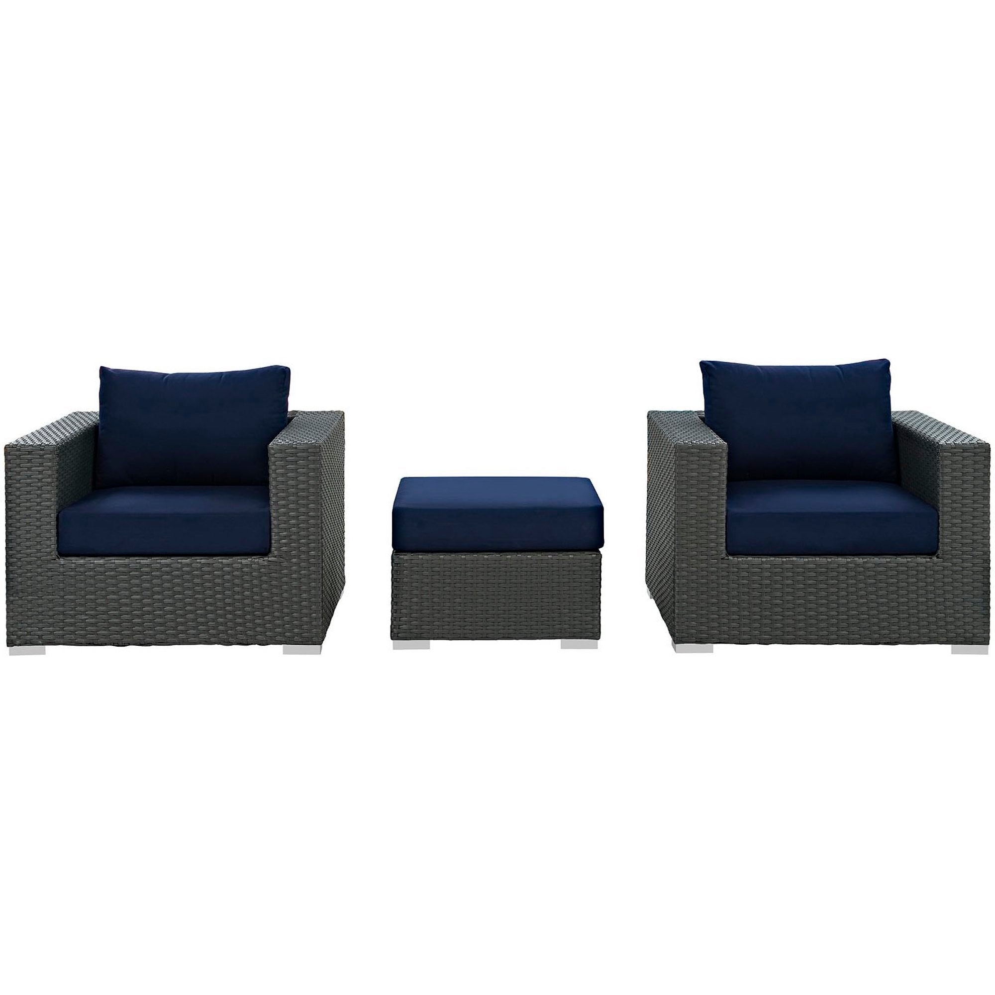 Modway Sojourn 3 Piece Outdoor Patio Sunbrella® Sectional Set