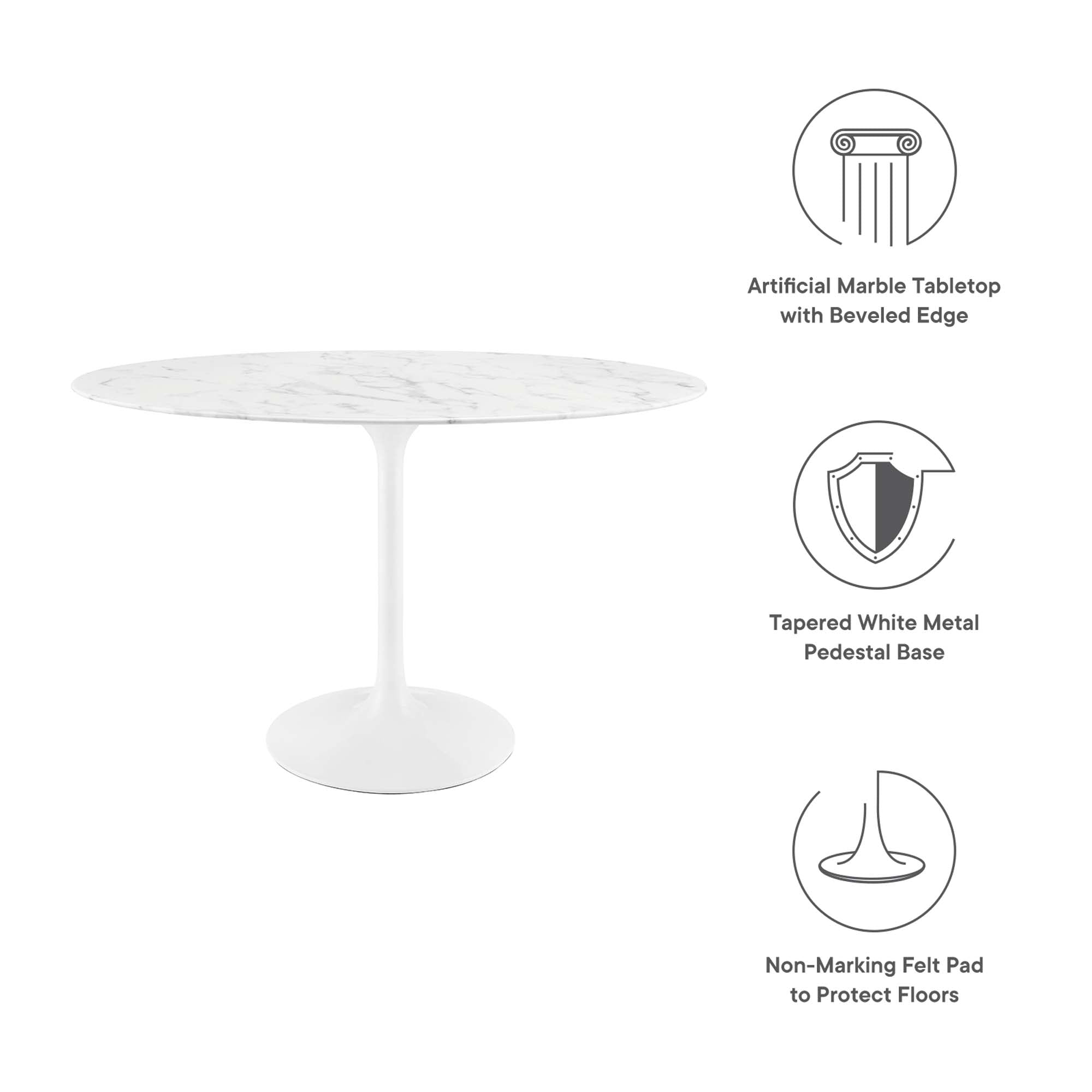 Modway Lippa 48" Oval Faux Marble Dining Table