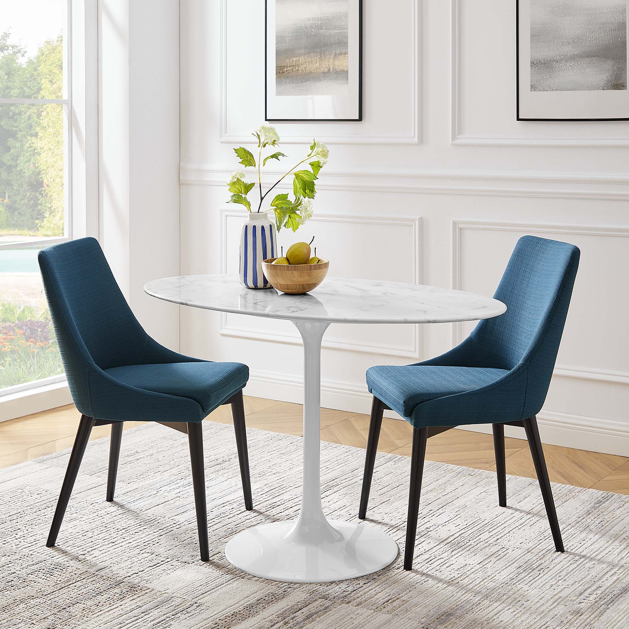 Modway Lippa 48" Oval Faux Marble Dining Table