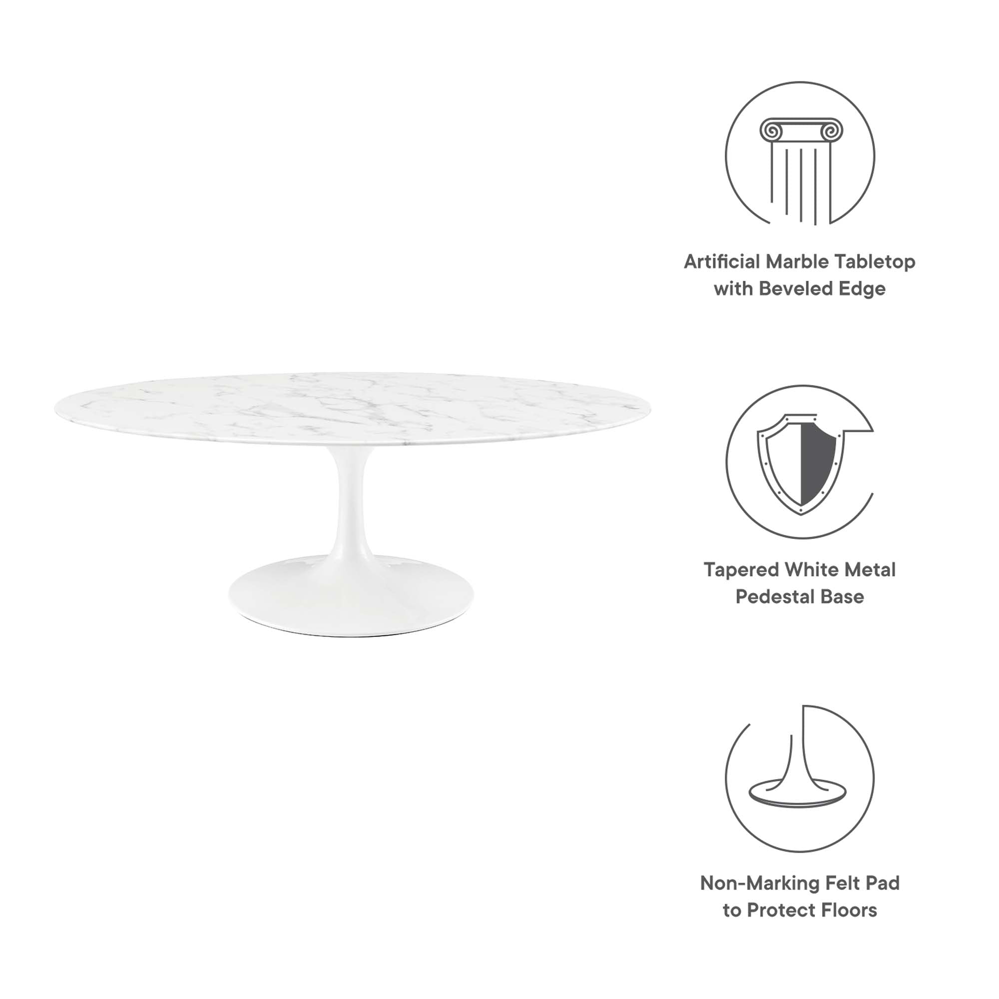 Modway Lippa 48" Oval Faux Marble Coffee Table
