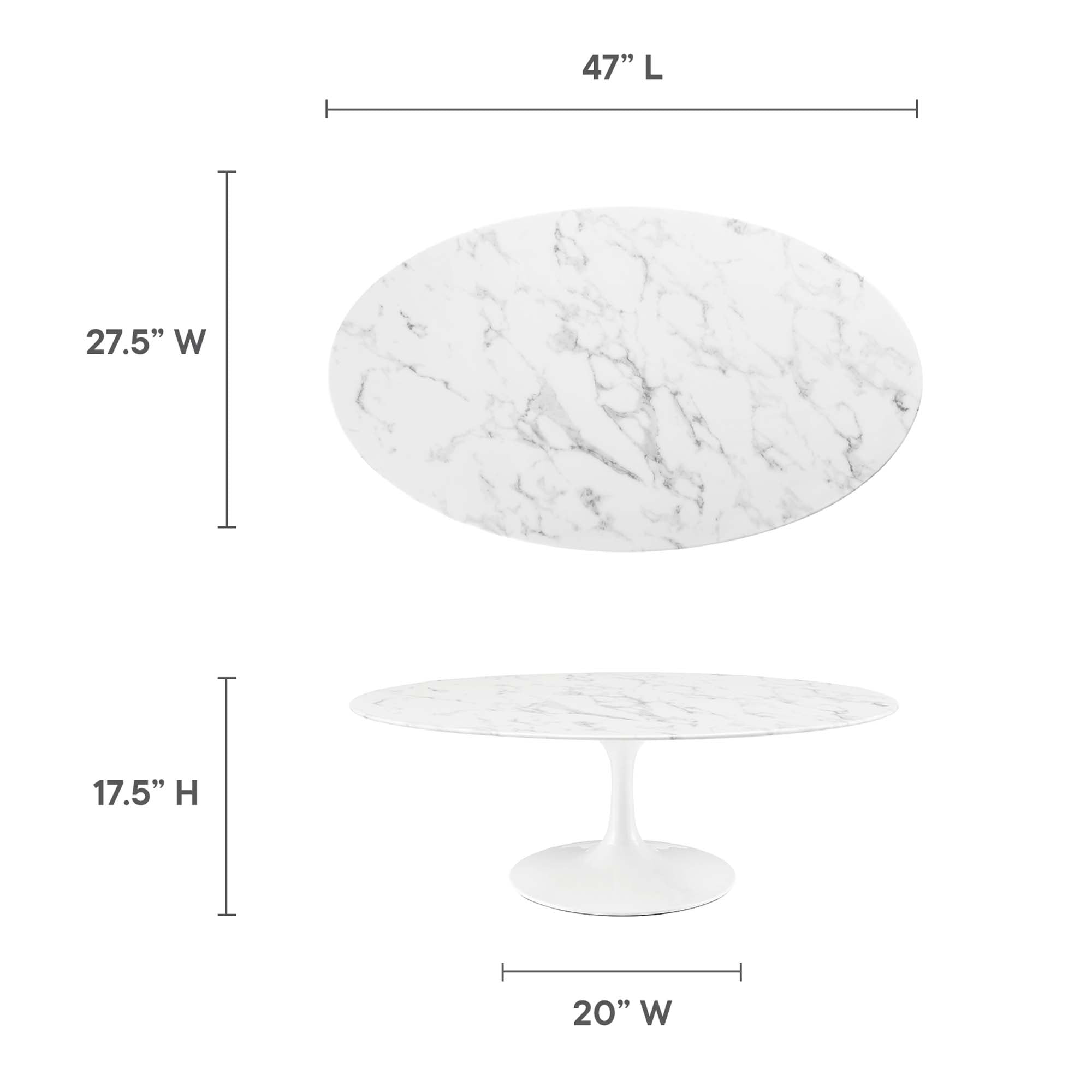 Modway Lippa 48" Oval Faux Marble Coffee Table