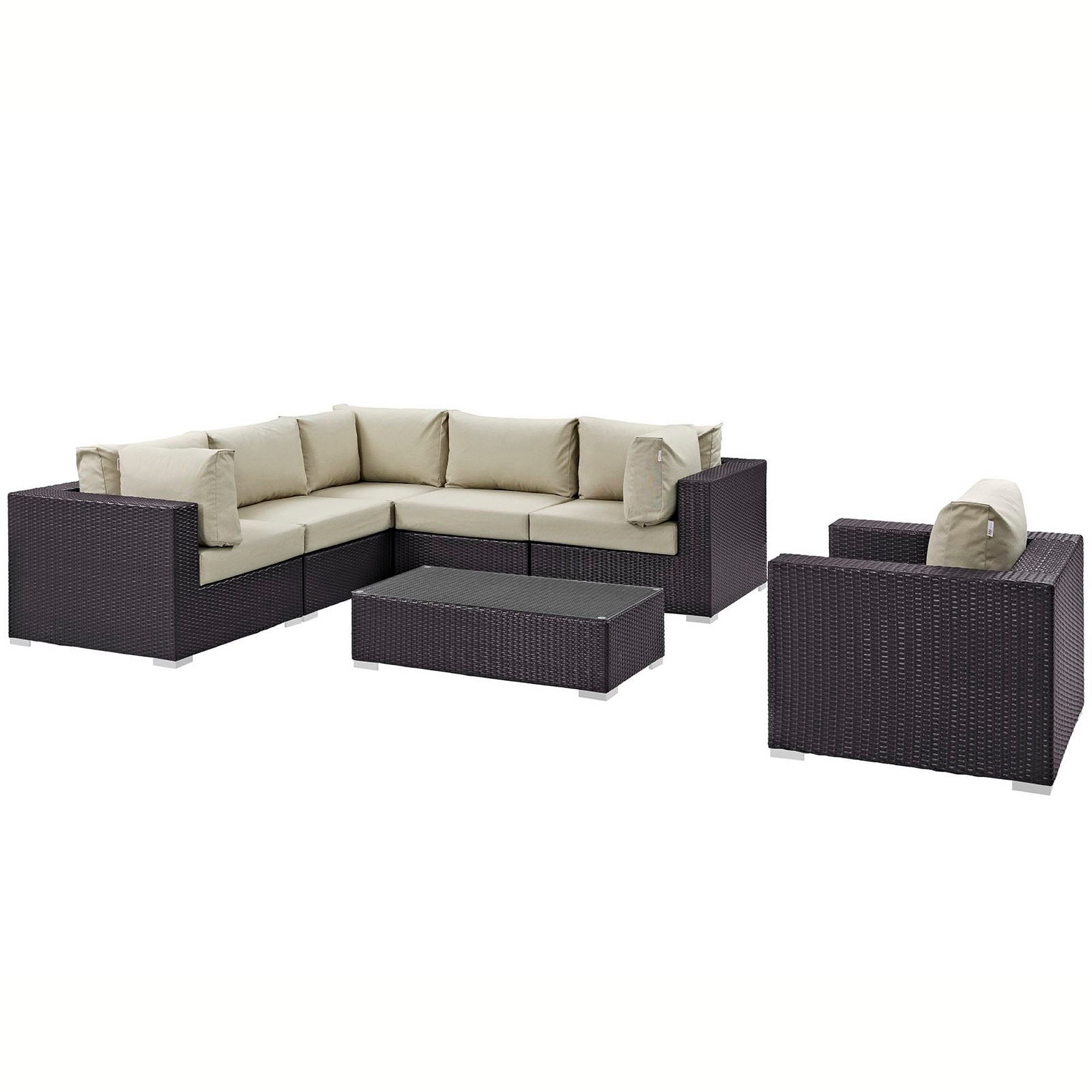 Modway Convene 7 Piece Outdoor Patio Sectional Set
