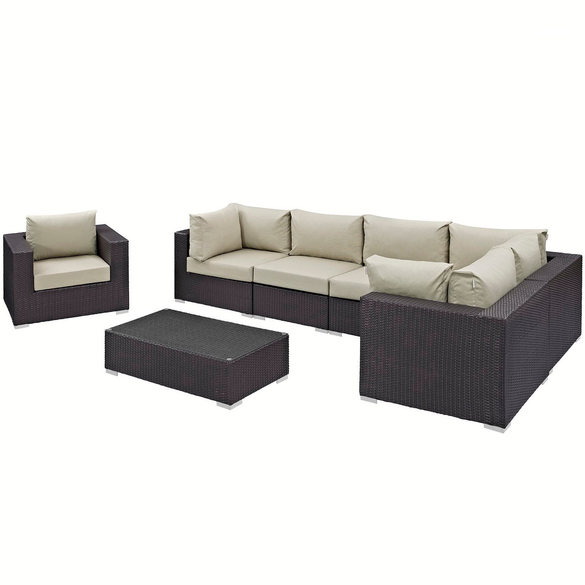 Modway Convene 7 Piece Outdoor Patio Sectional Set