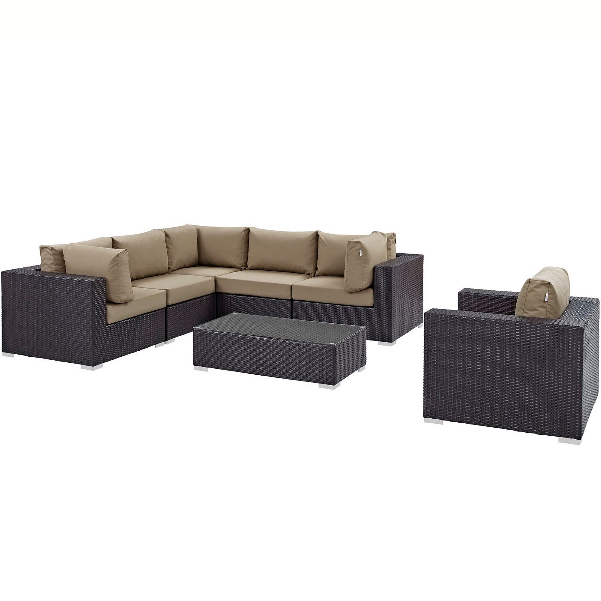 Modway Convene 7 Piece Outdoor Patio Sectional Set