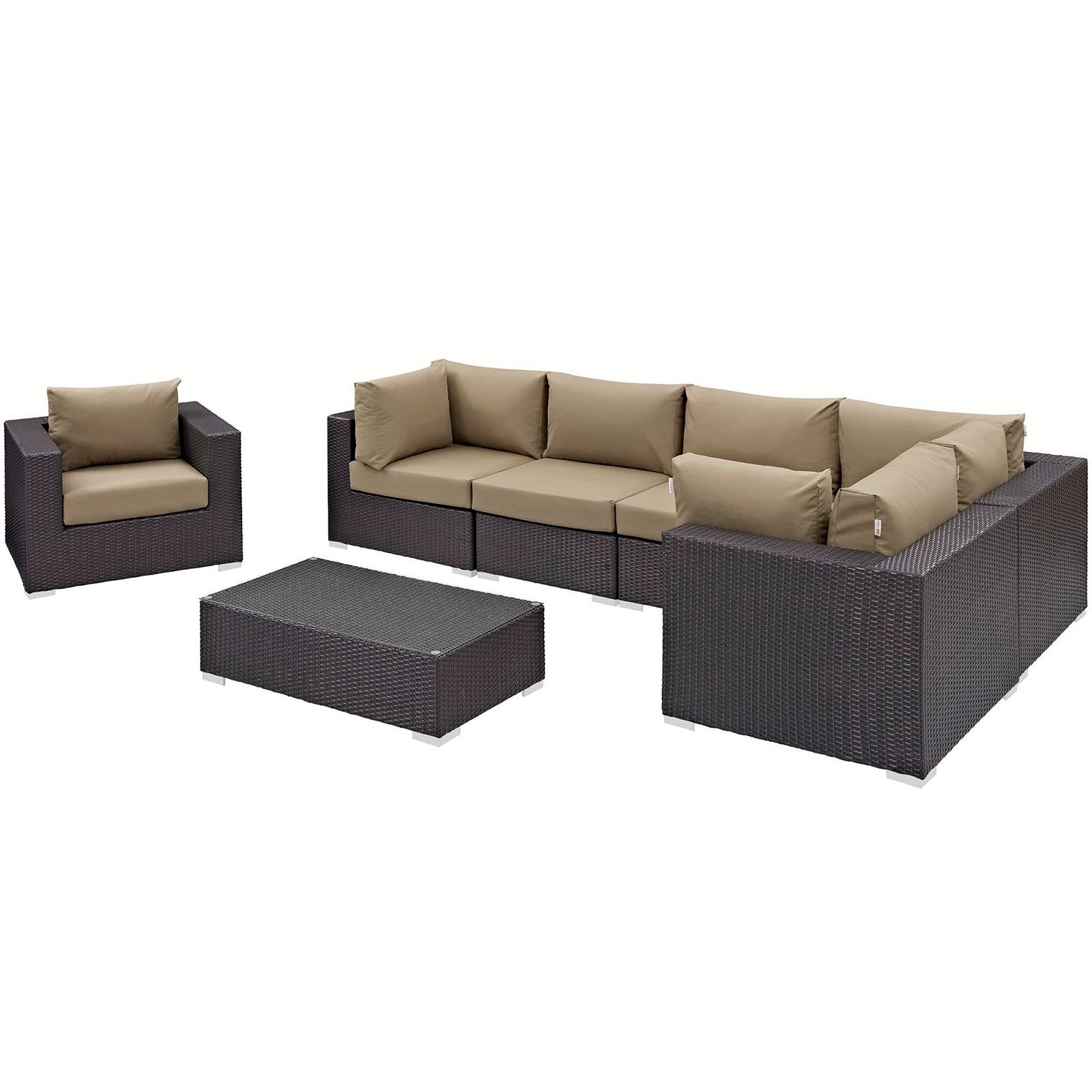 Modway Convene 7 Piece Outdoor Patio Sectional Set