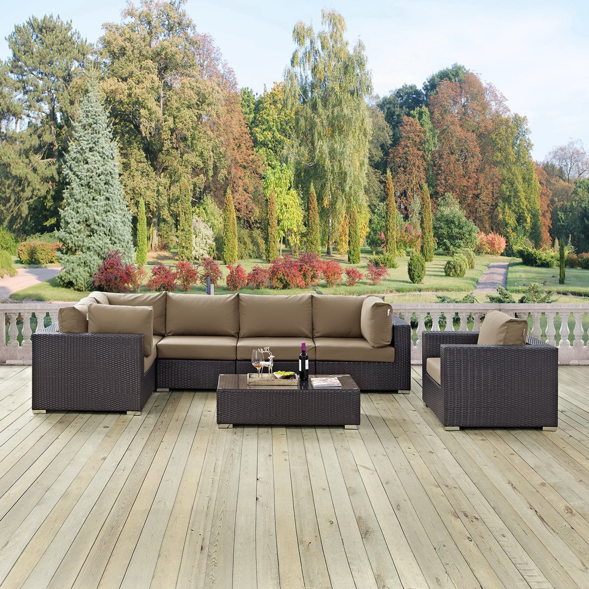 Modway Convene 7 Piece Outdoor Patio Sectional Set