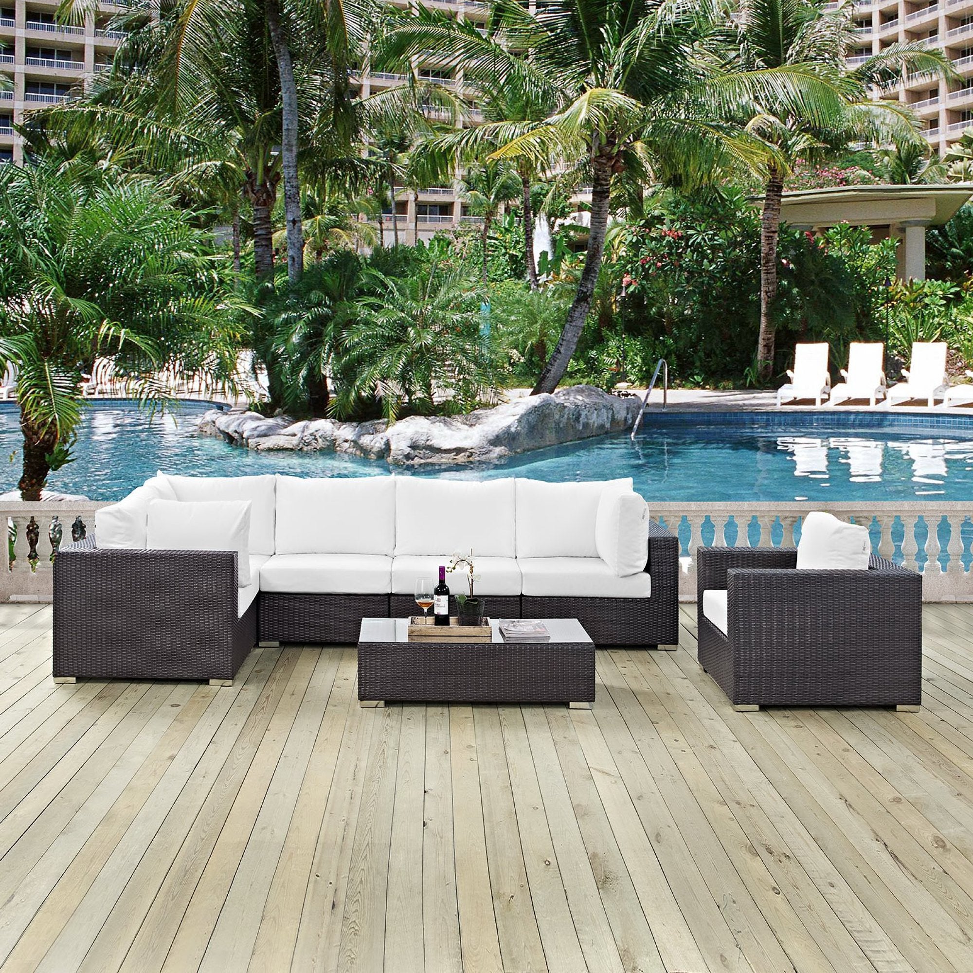 Modway Convene 7 Piece Outdoor Patio Sectional Set
