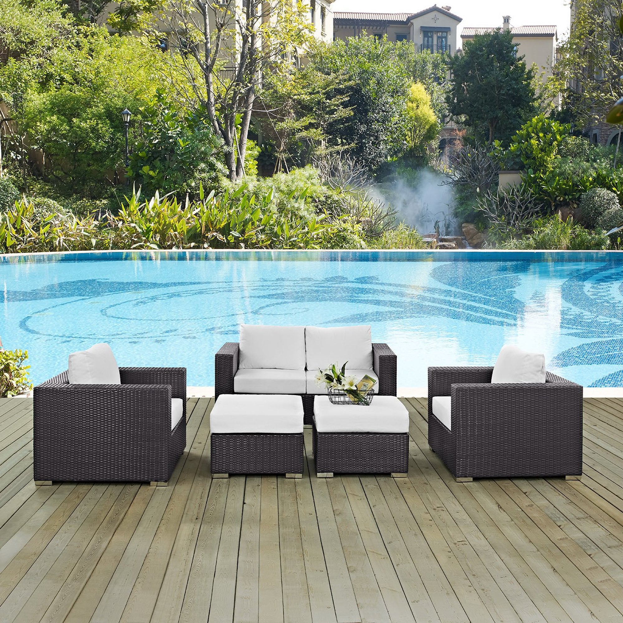 Modway Convene 5 Piece Outdoor Patio Sofa Set