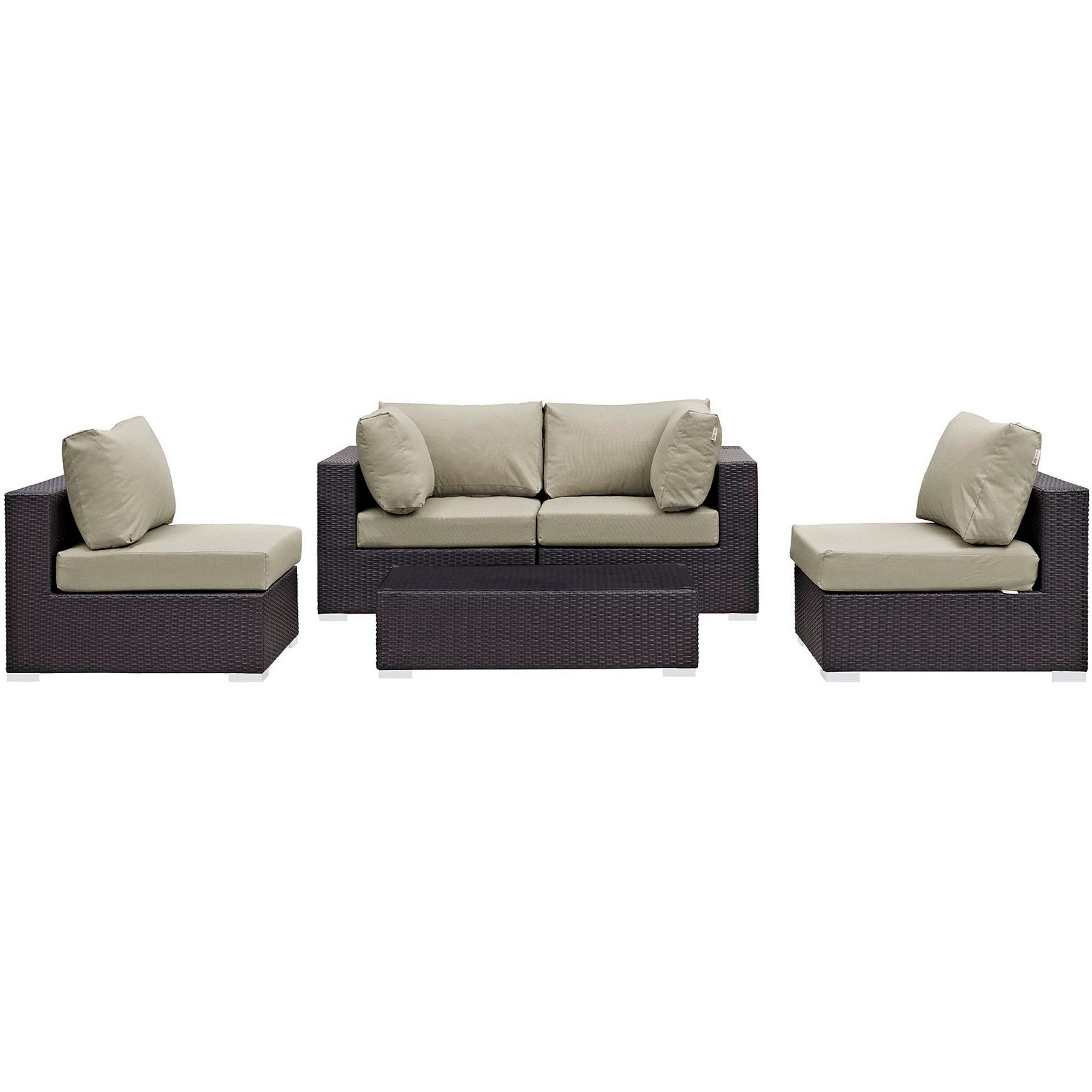 Modway Convene 5 Piece Outdoor Patio Sectional Set