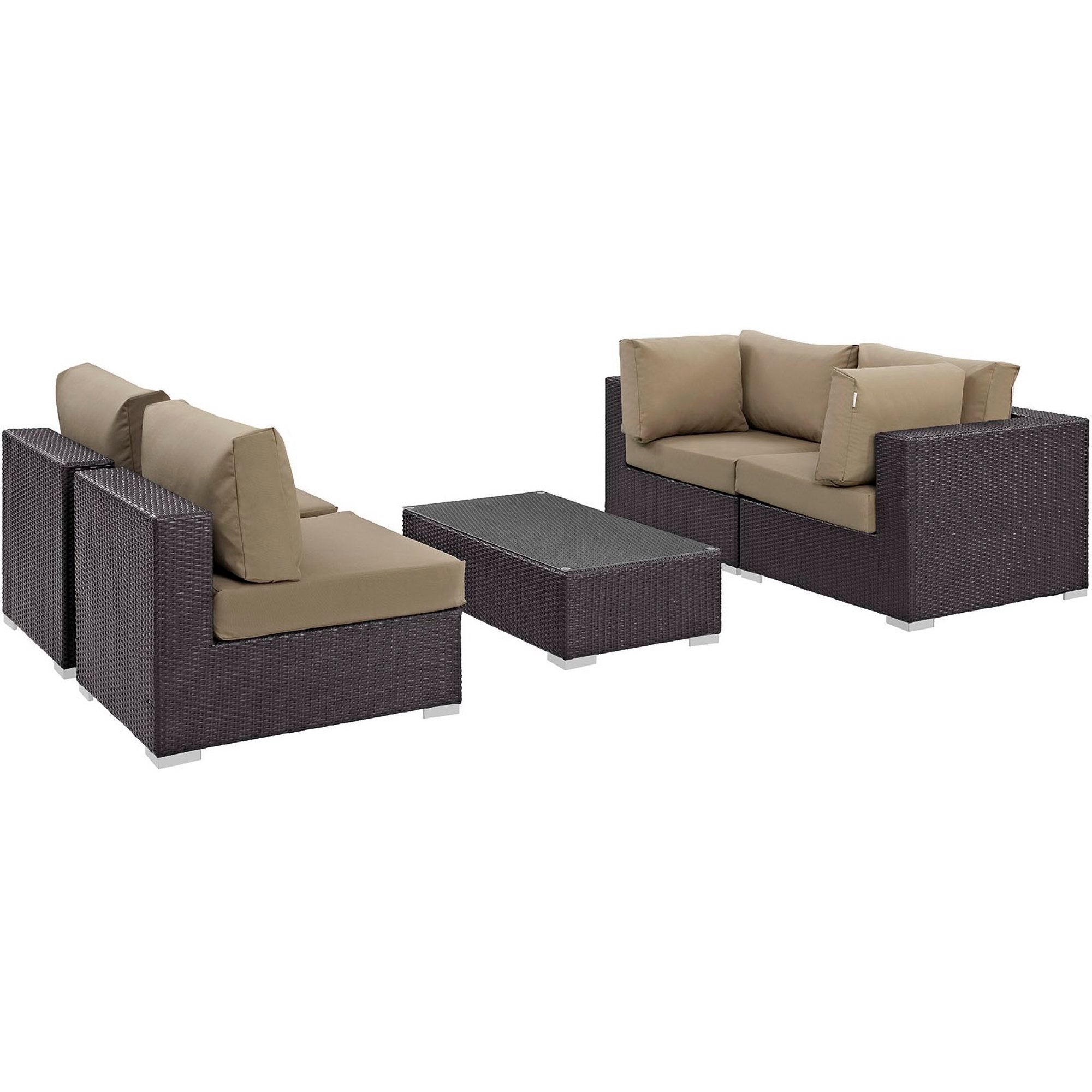 Modway Convene 5 Piece Outdoor Patio Sectional Set