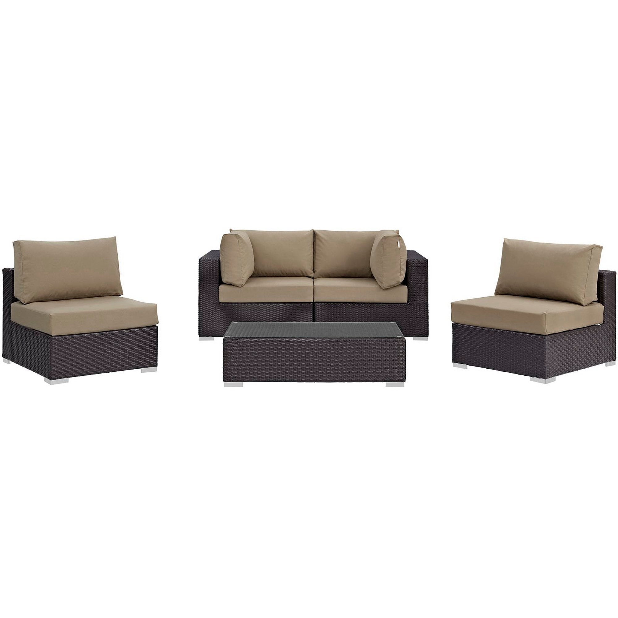 Modway Convene 5 Piece Outdoor Patio Sectional Set