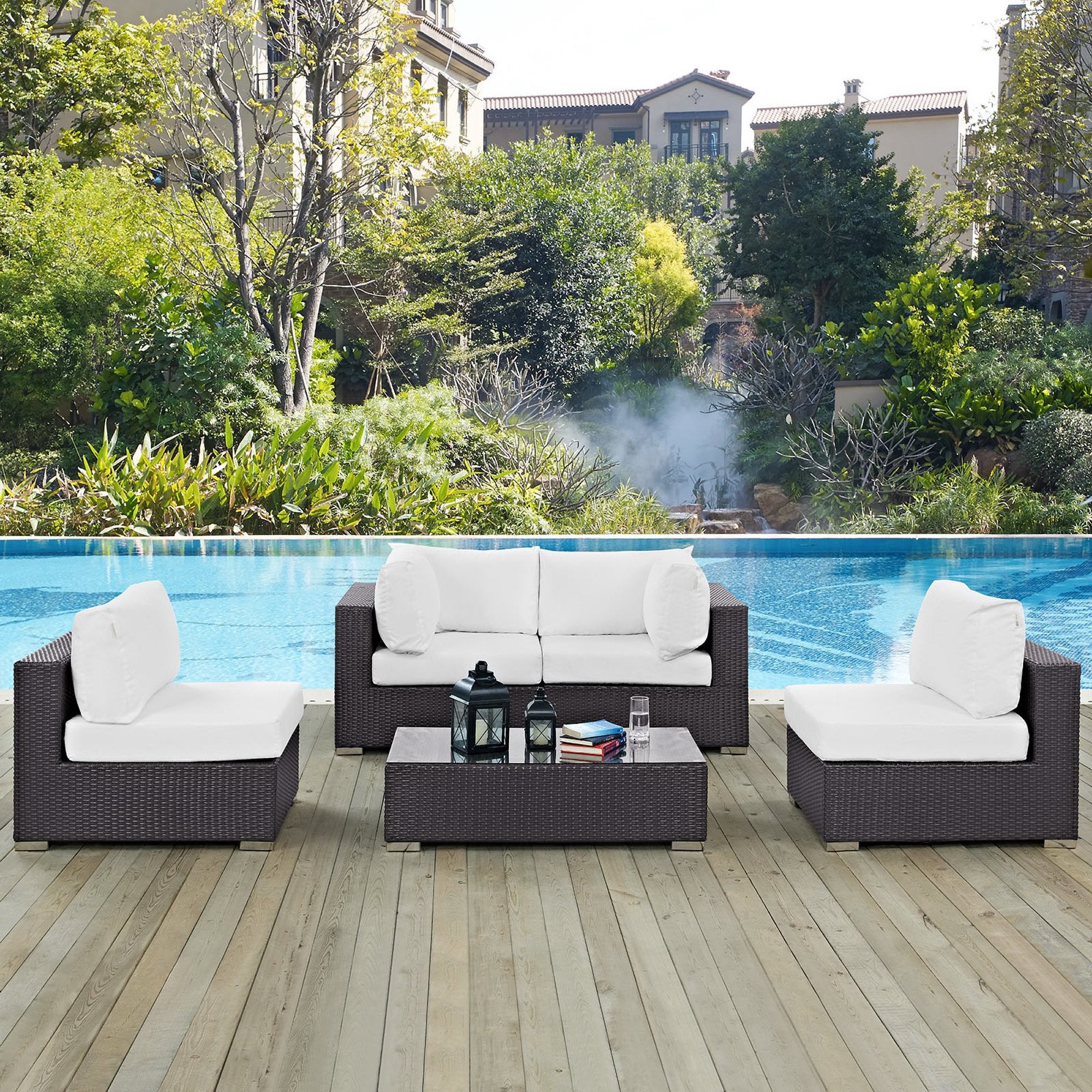 Modway Convene 5 Piece Outdoor Patio Sectional Set