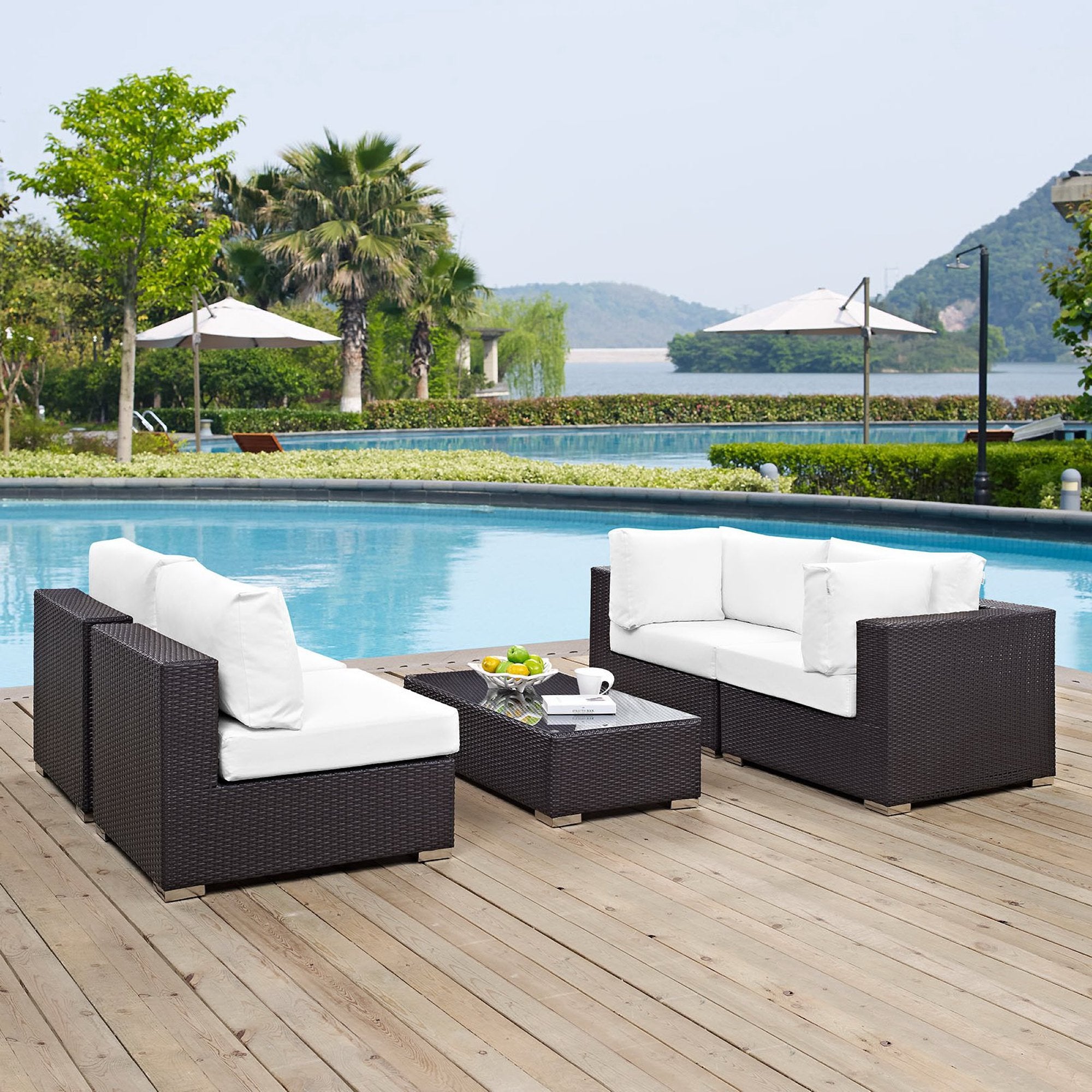 Modway Convene 5 Piece Outdoor Patio Sectional Set