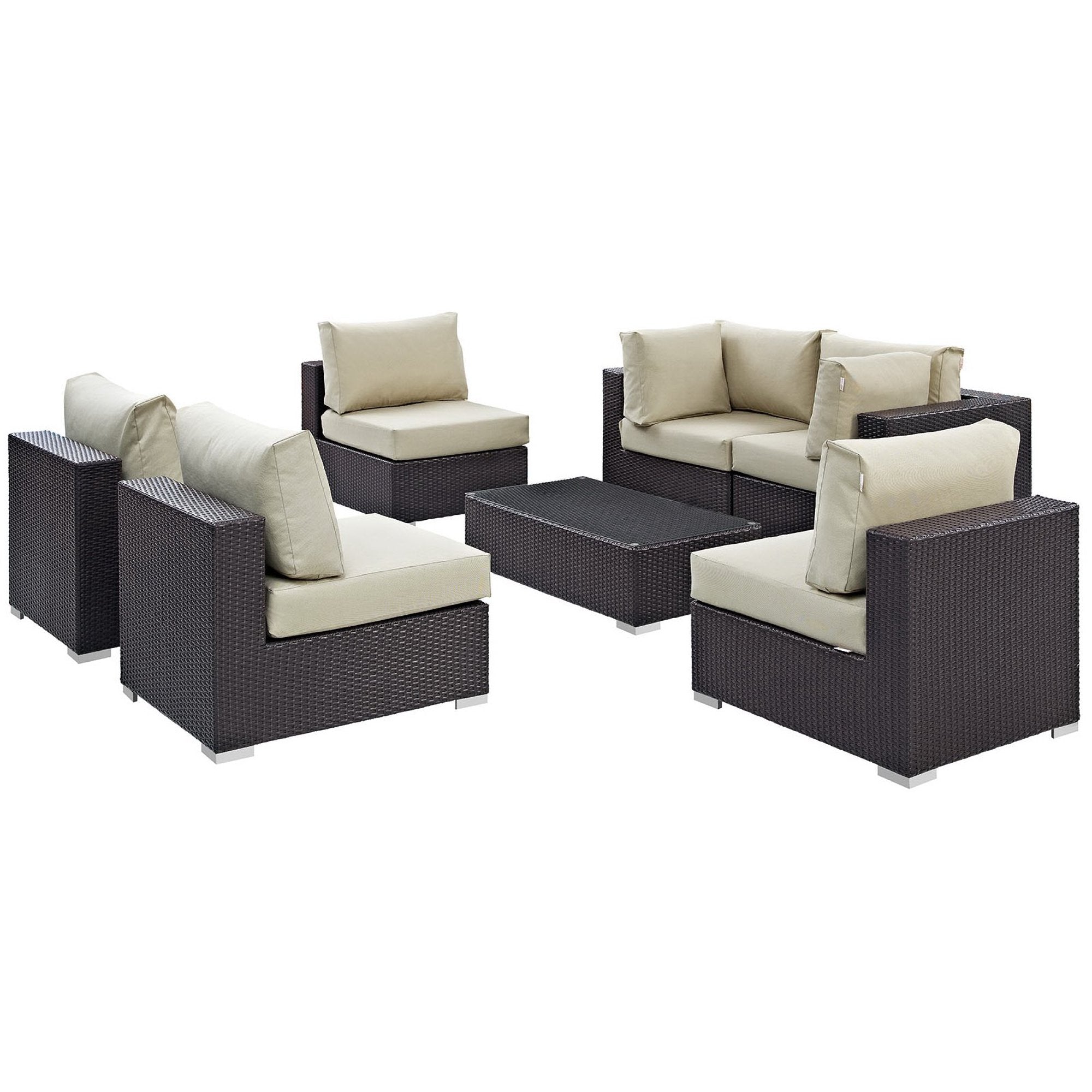 Modway Convene 7 Piece Outdoor Patio Sectional Set