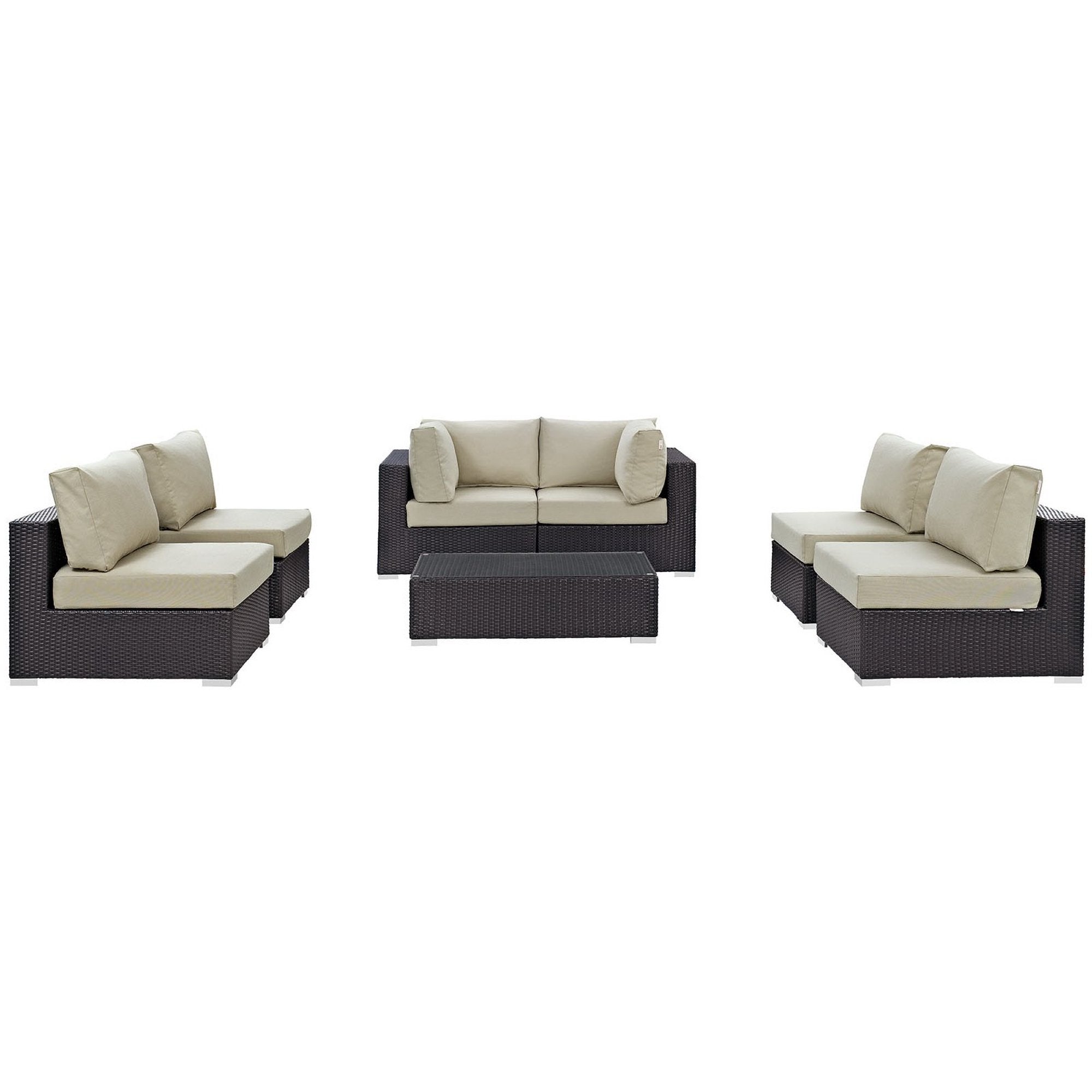 Modway Convene 7 Piece Outdoor Patio Sectional Set