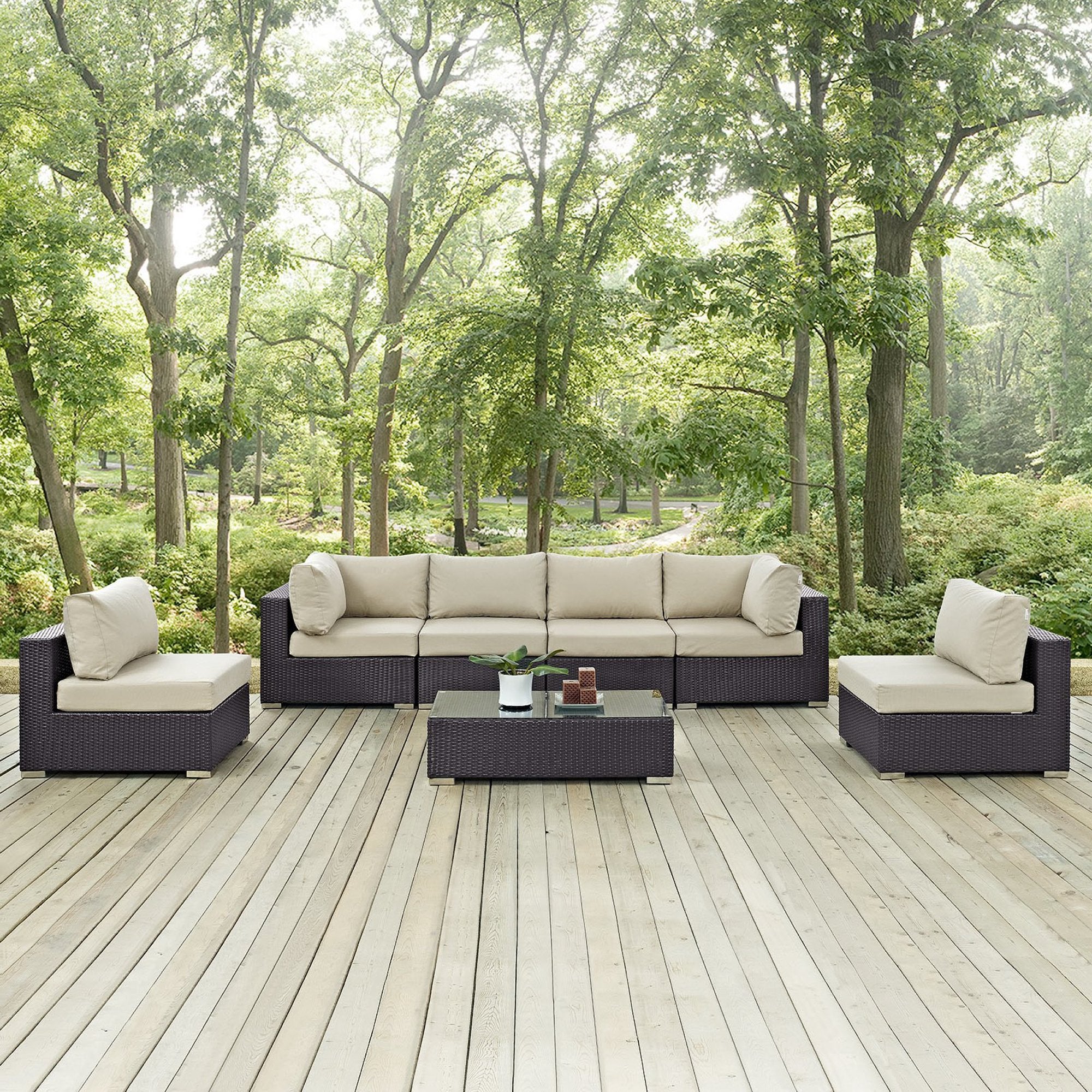 Modway Convene 7 Piece Outdoor Patio Sectional Set