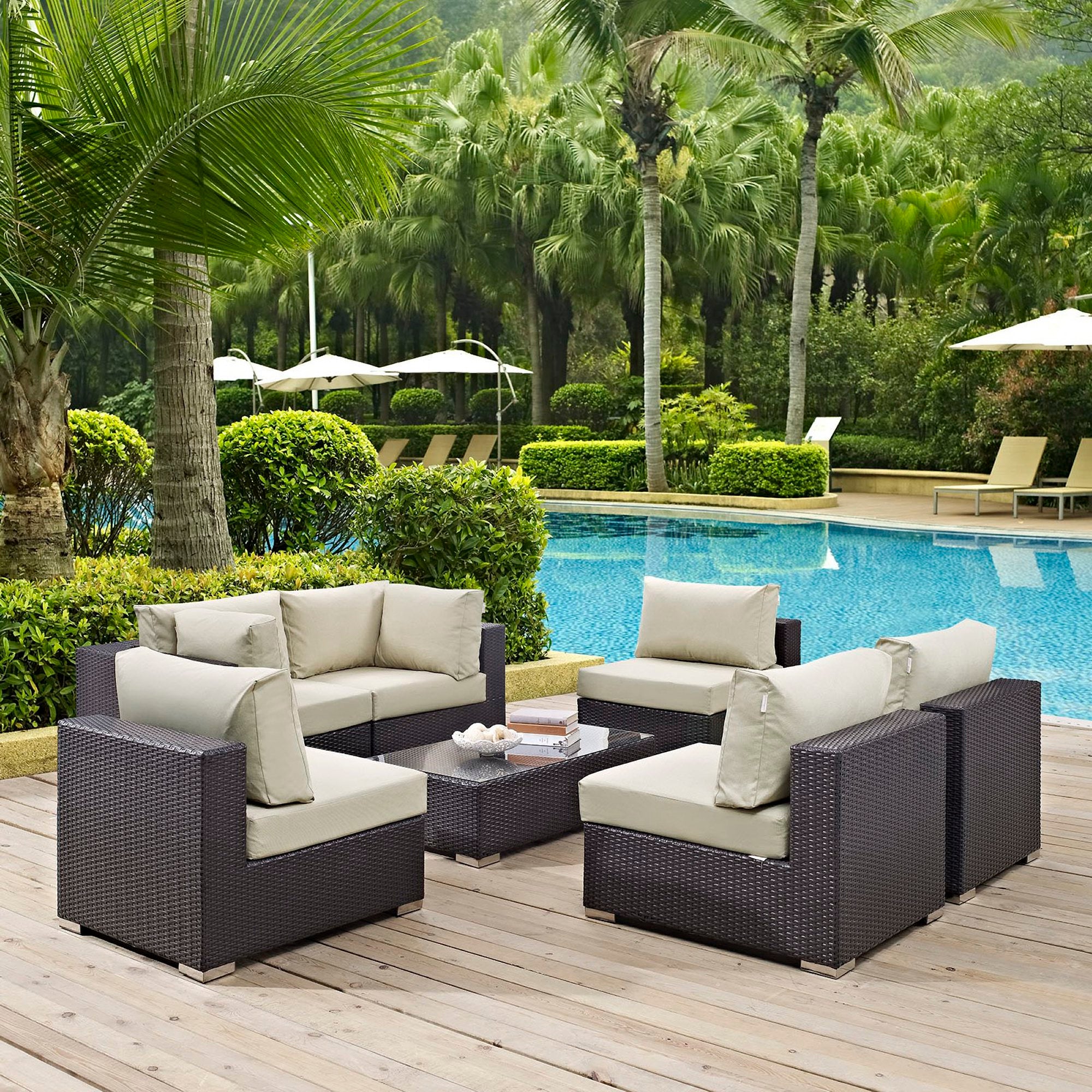 Modway Convene 7 Piece Outdoor Patio Sectional Set
