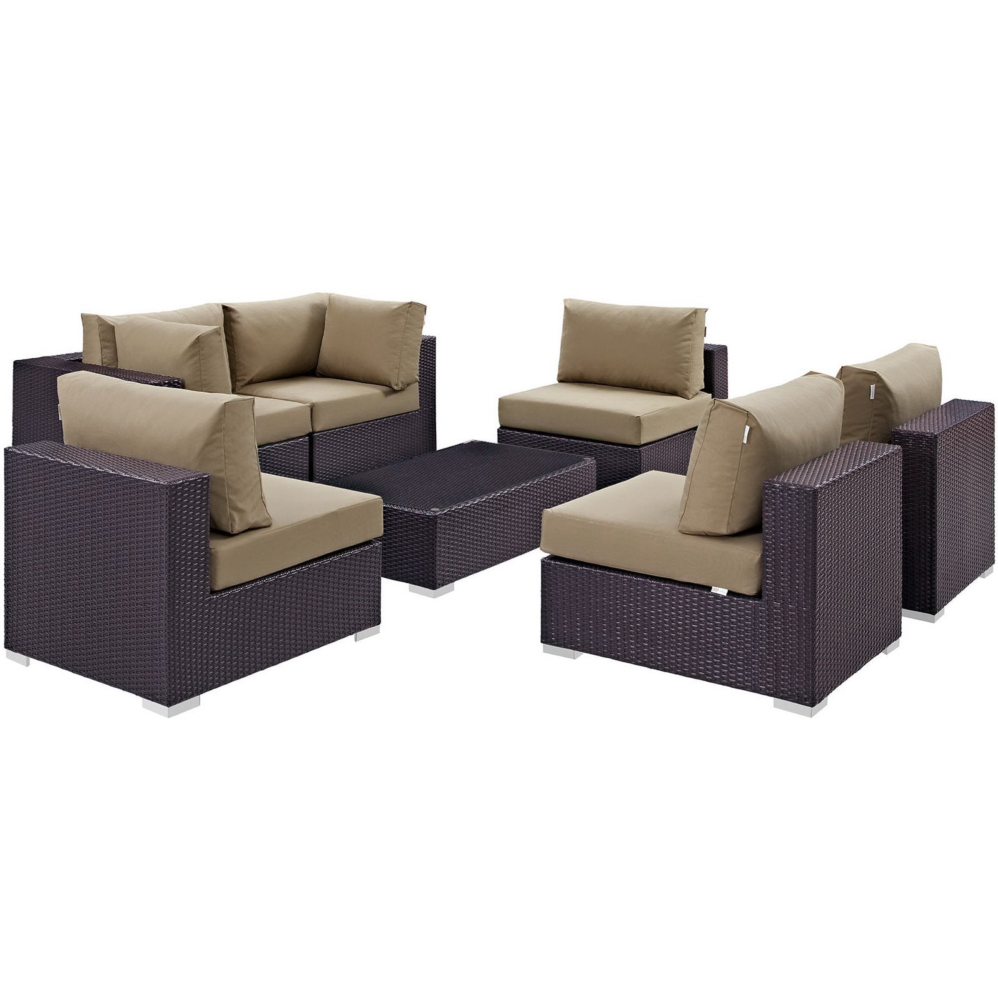Modway Convene 7 Piece Outdoor Patio Sectional Set