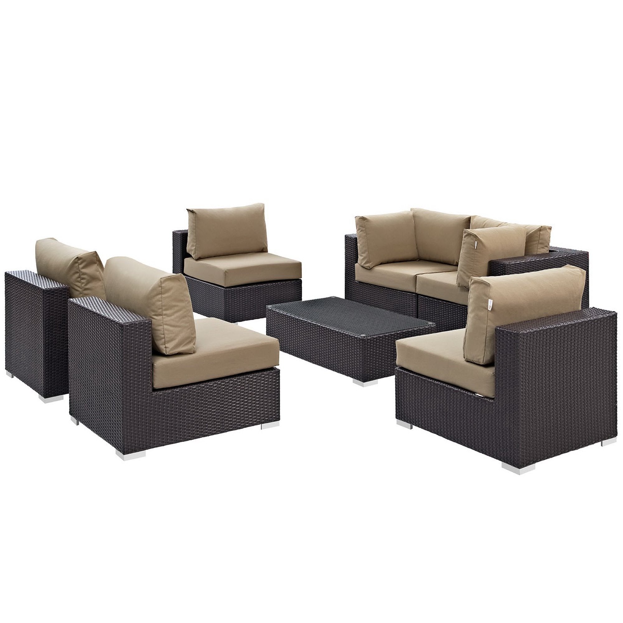 Modway Convene 7 Piece Outdoor Patio Sectional Set