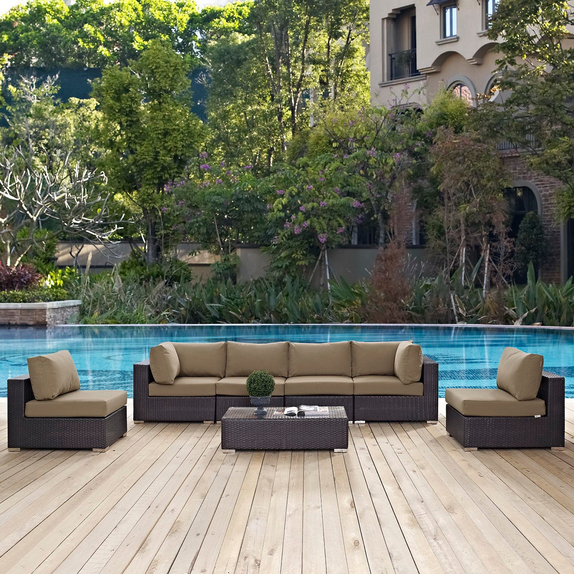 Modway Convene 7 Piece Outdoor Patio Sectional Set