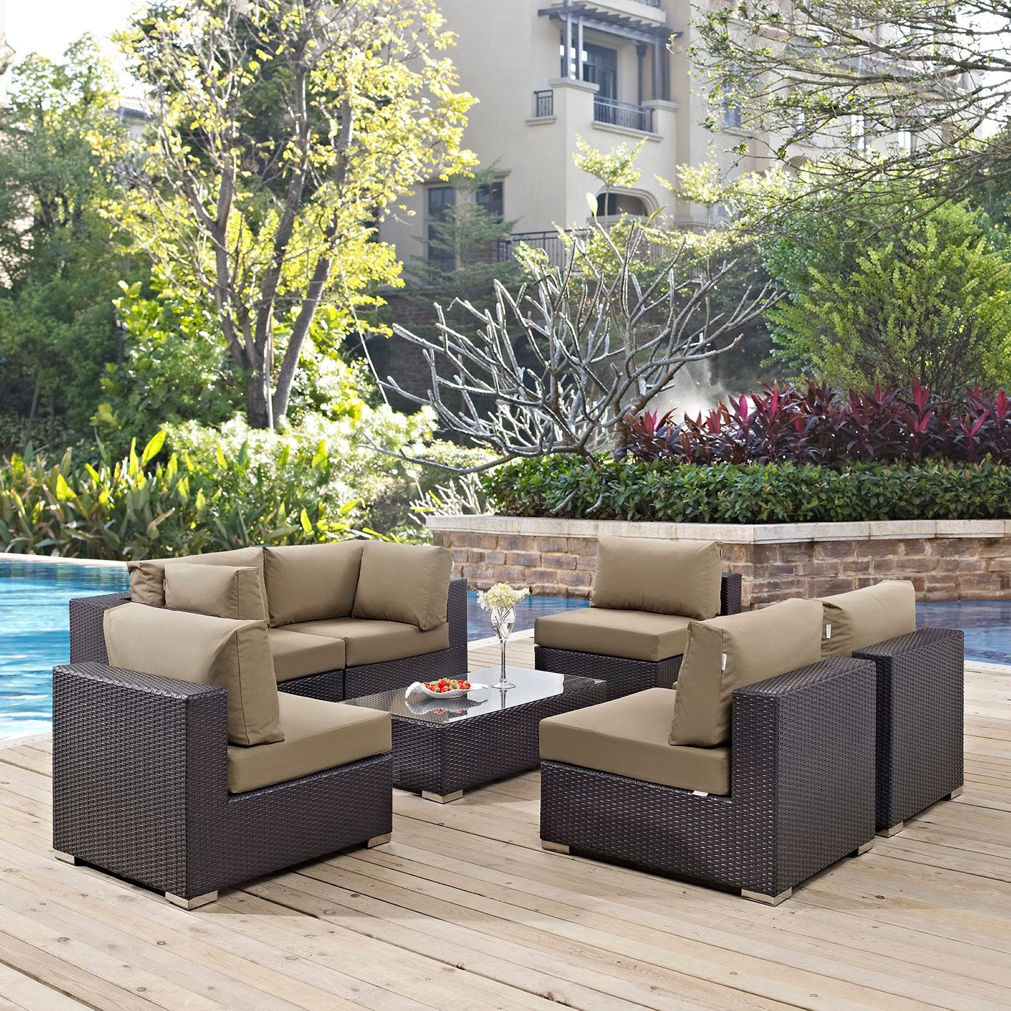 Modway Convene 7 Piece Outdoor Patio Sectional Set