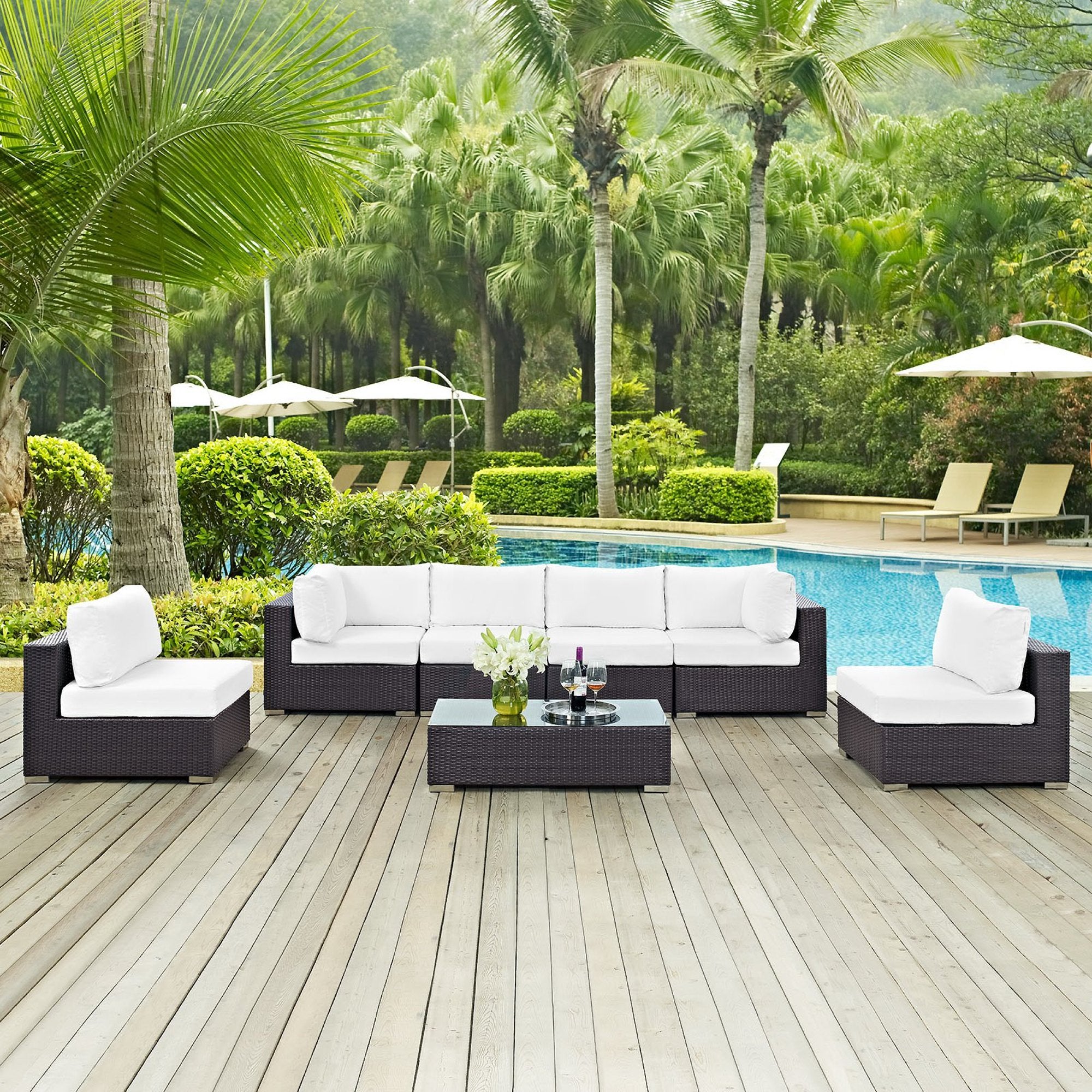 Modway Convene 7 Piece Outdoor Patio Sectional Set