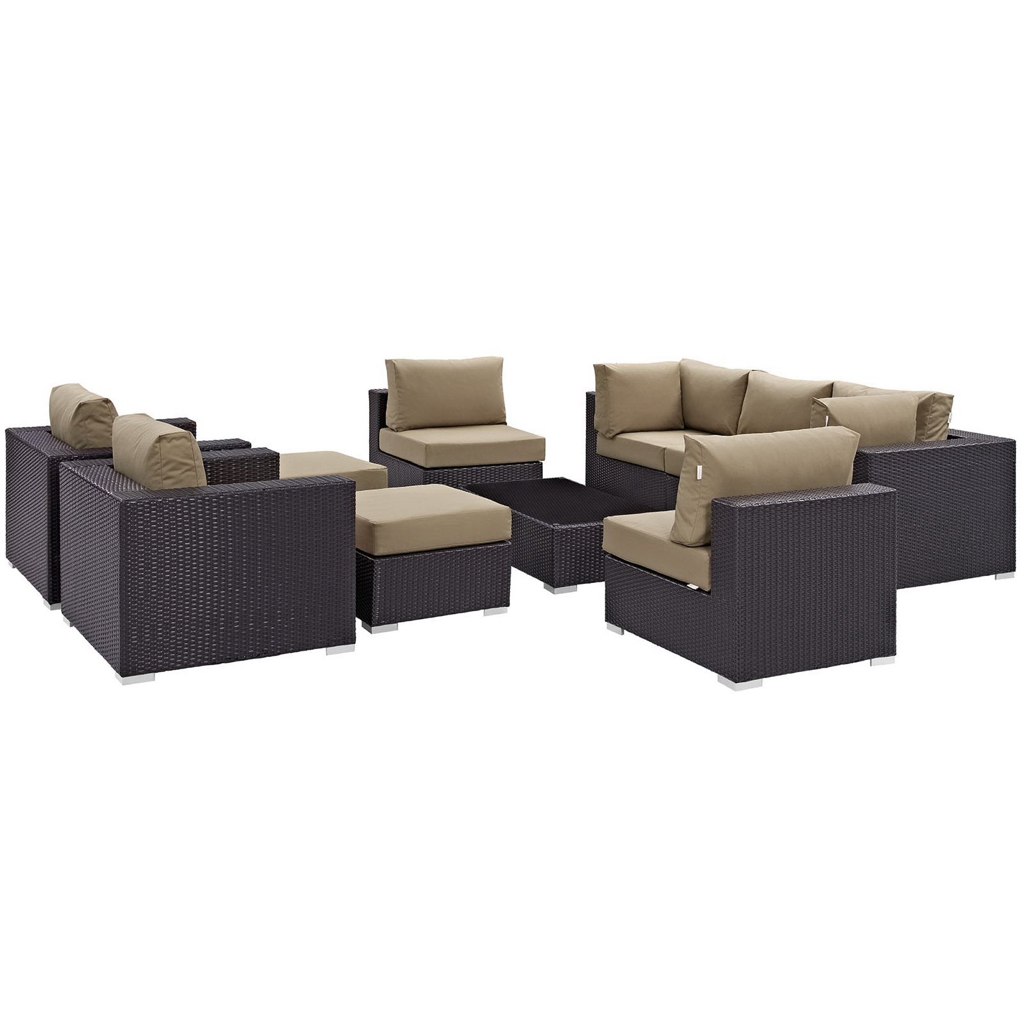 Modway Convene 10 Piece Outdoor Patio Sectional Set