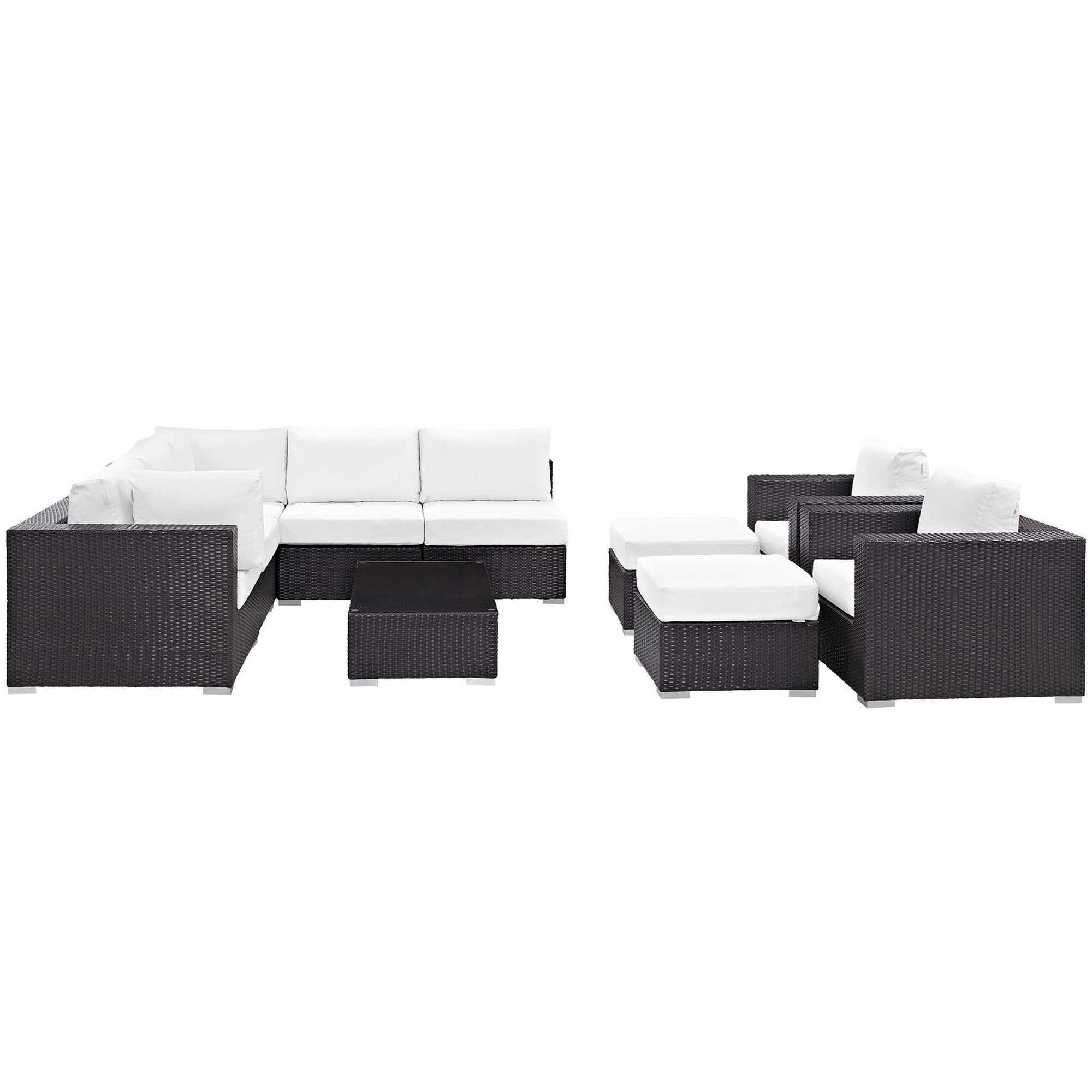 Modway Convene 10 Piece Outdoor Patio Sectional Set