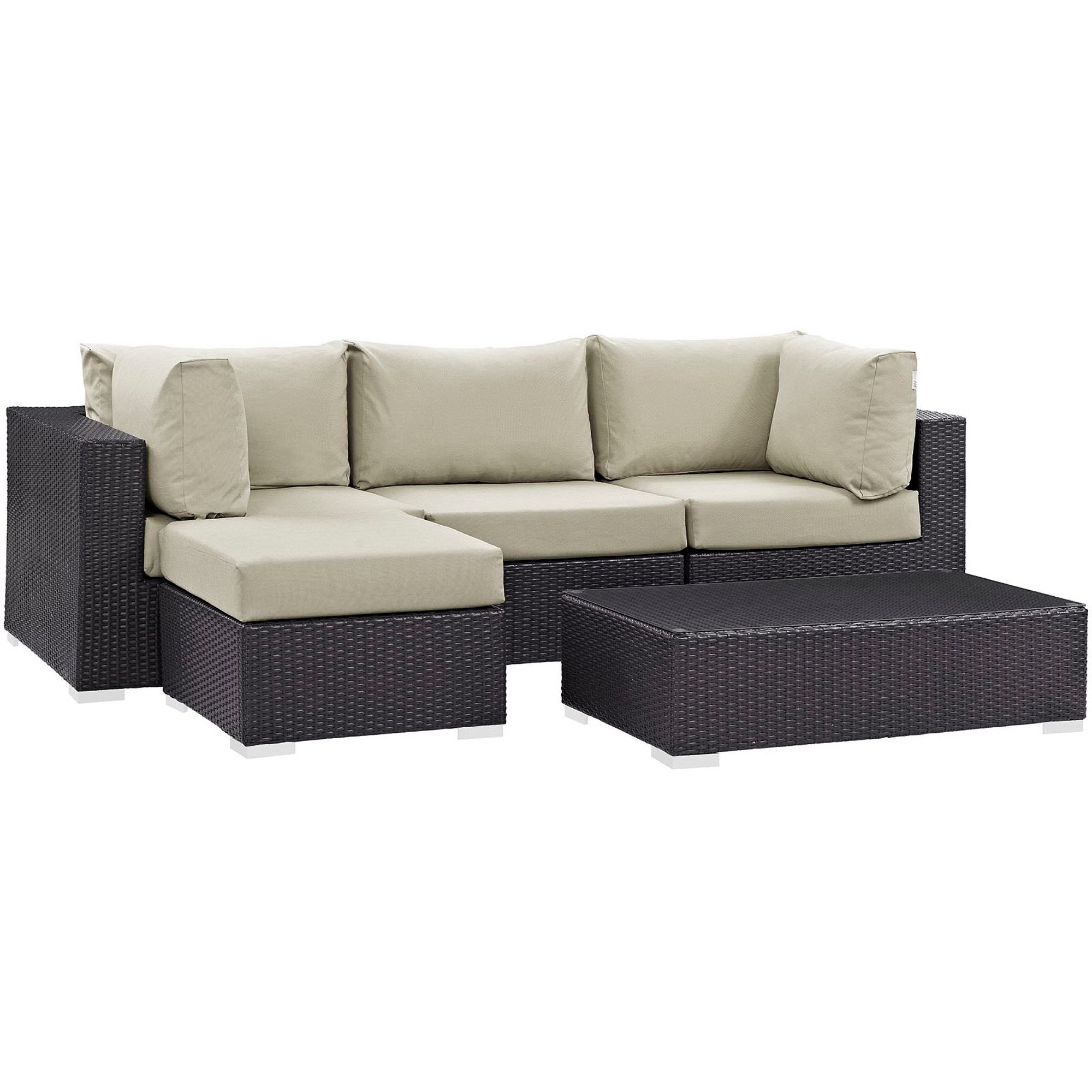Modway Convene 5 Piece Outdoor Patio Sectional Set