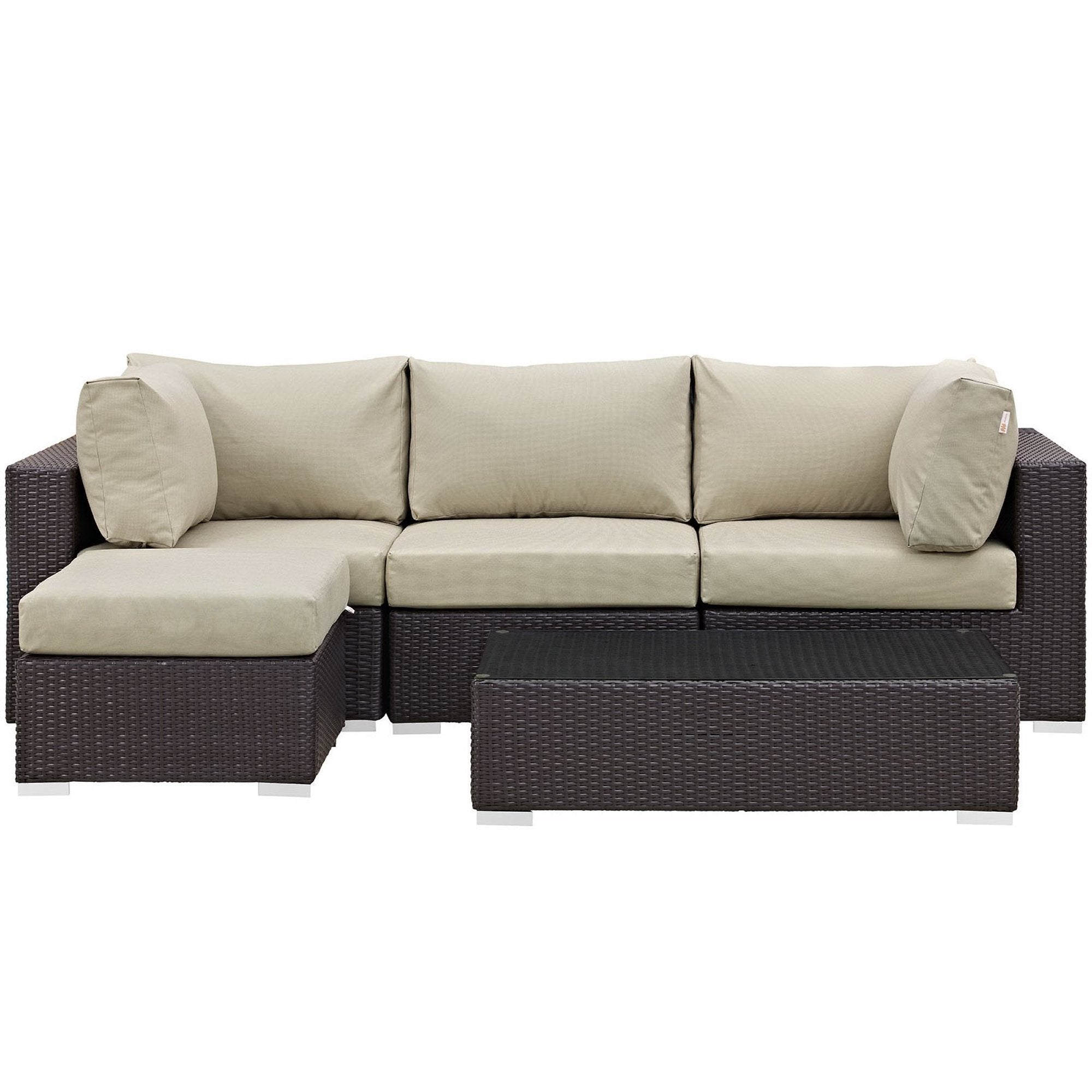 Modway Convene 5 Piece Outdoor Patio Sectional Set