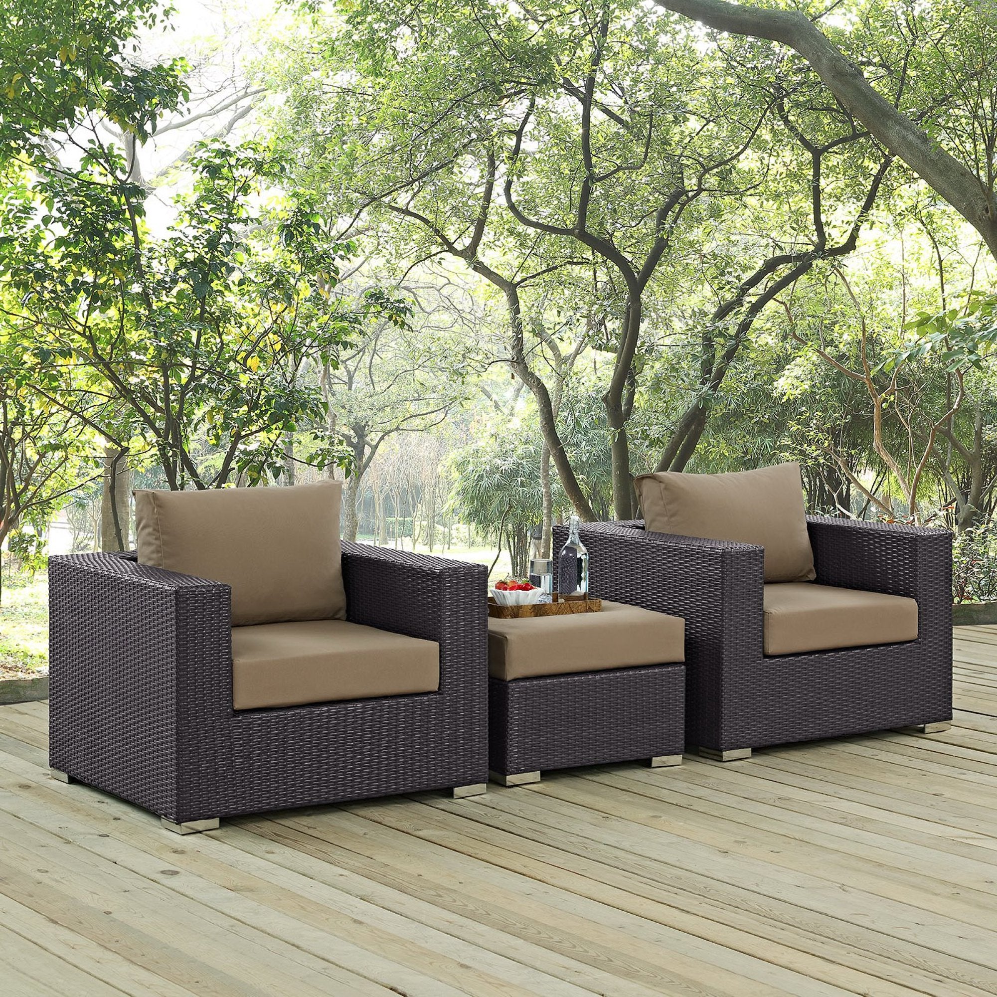 Modway Convene 3 Piece Outdoor Patio Sofa Set