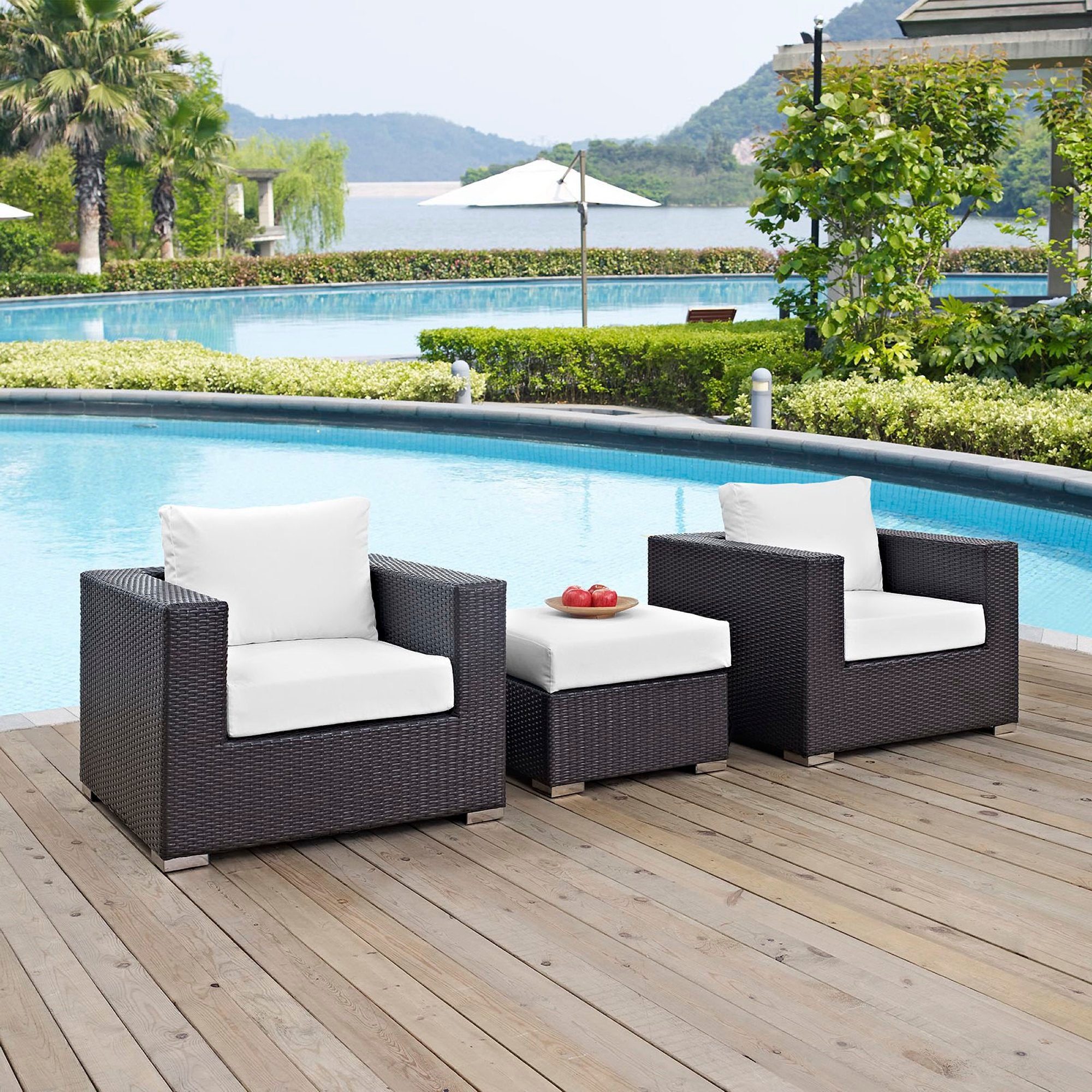 Modway Convene 3 Piece Outdoor Patio Sofa Set