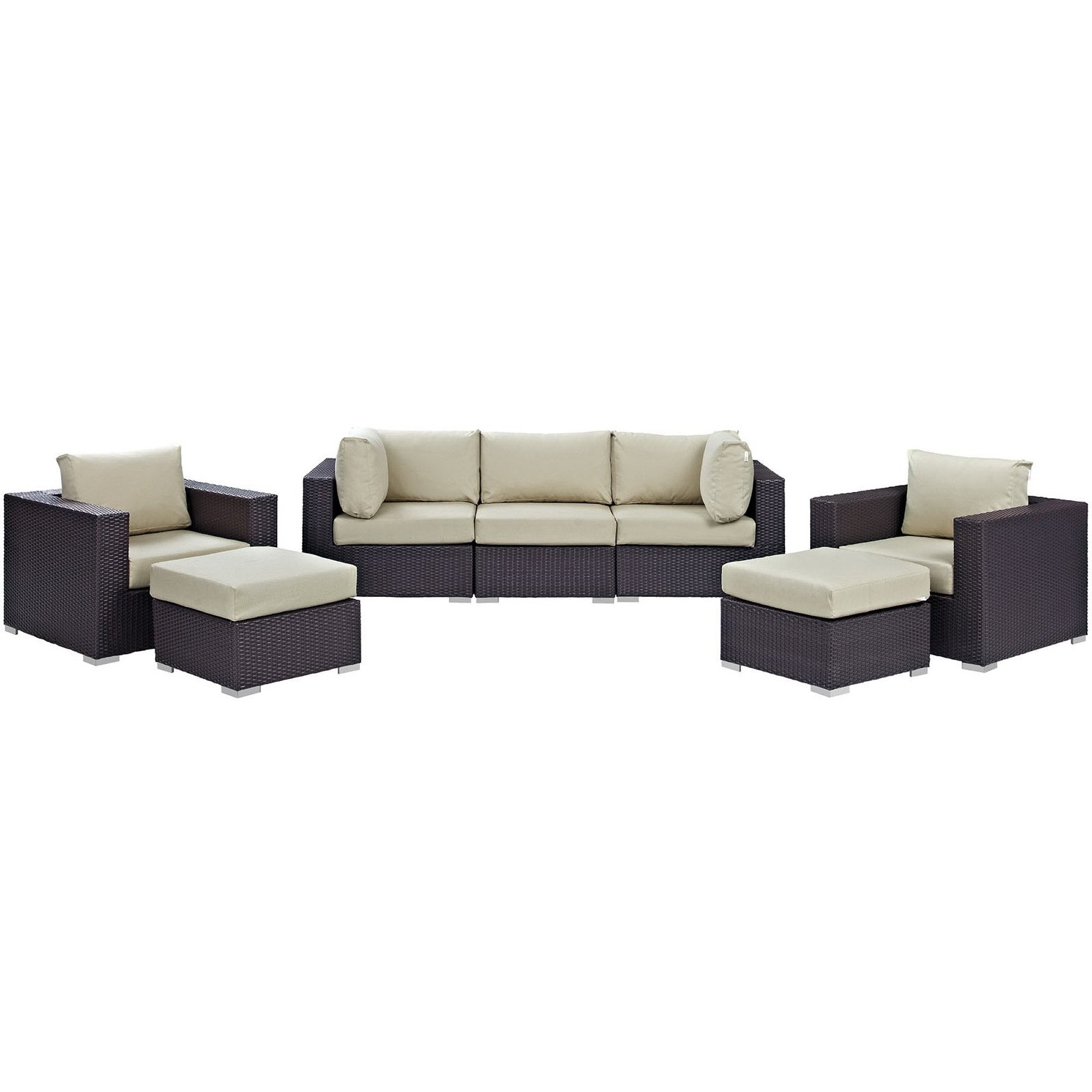 Modway Convene 7 Piece Outdoor Patio Sectional Set