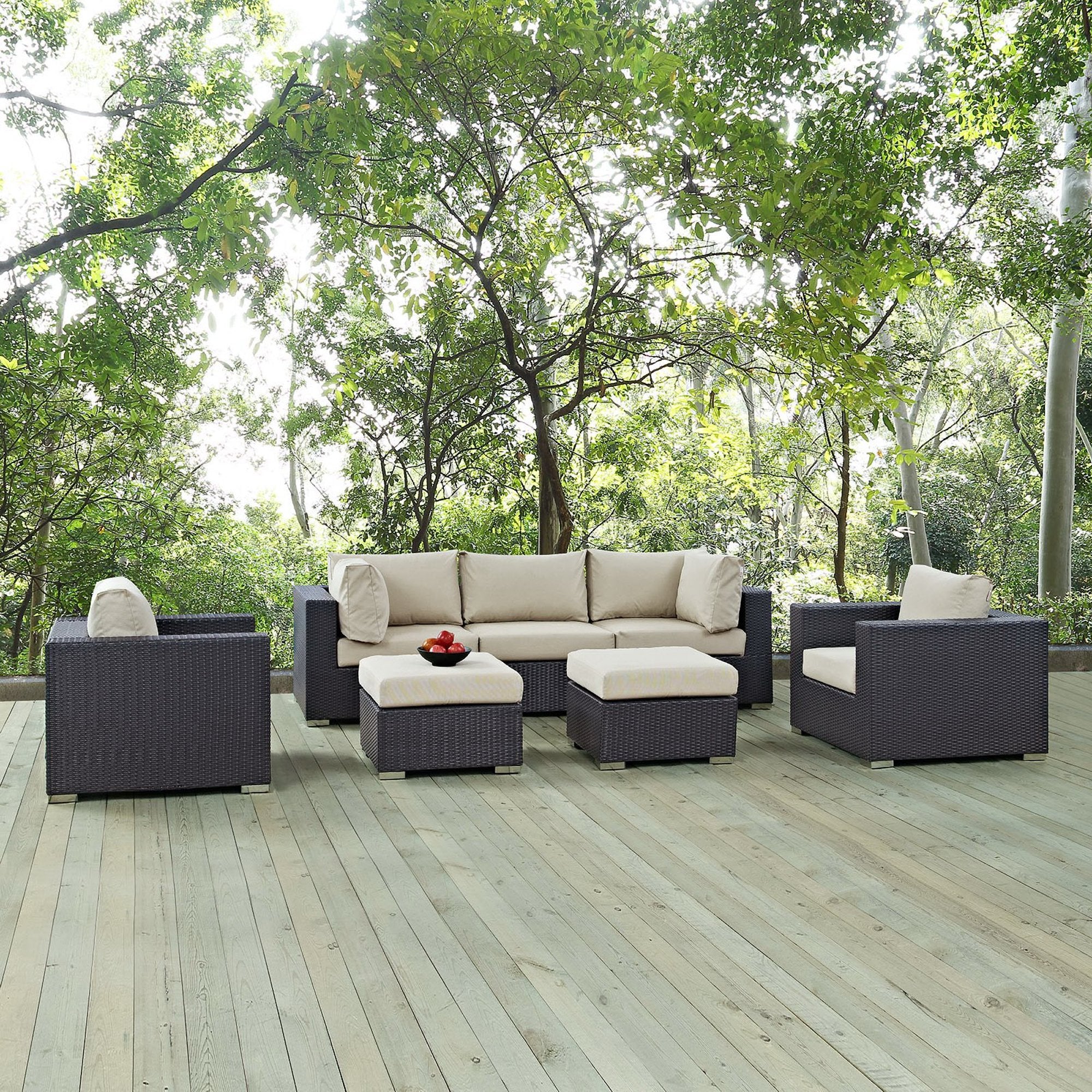 Modway Convene 7 Piece Outdoor Patio Sectional Set