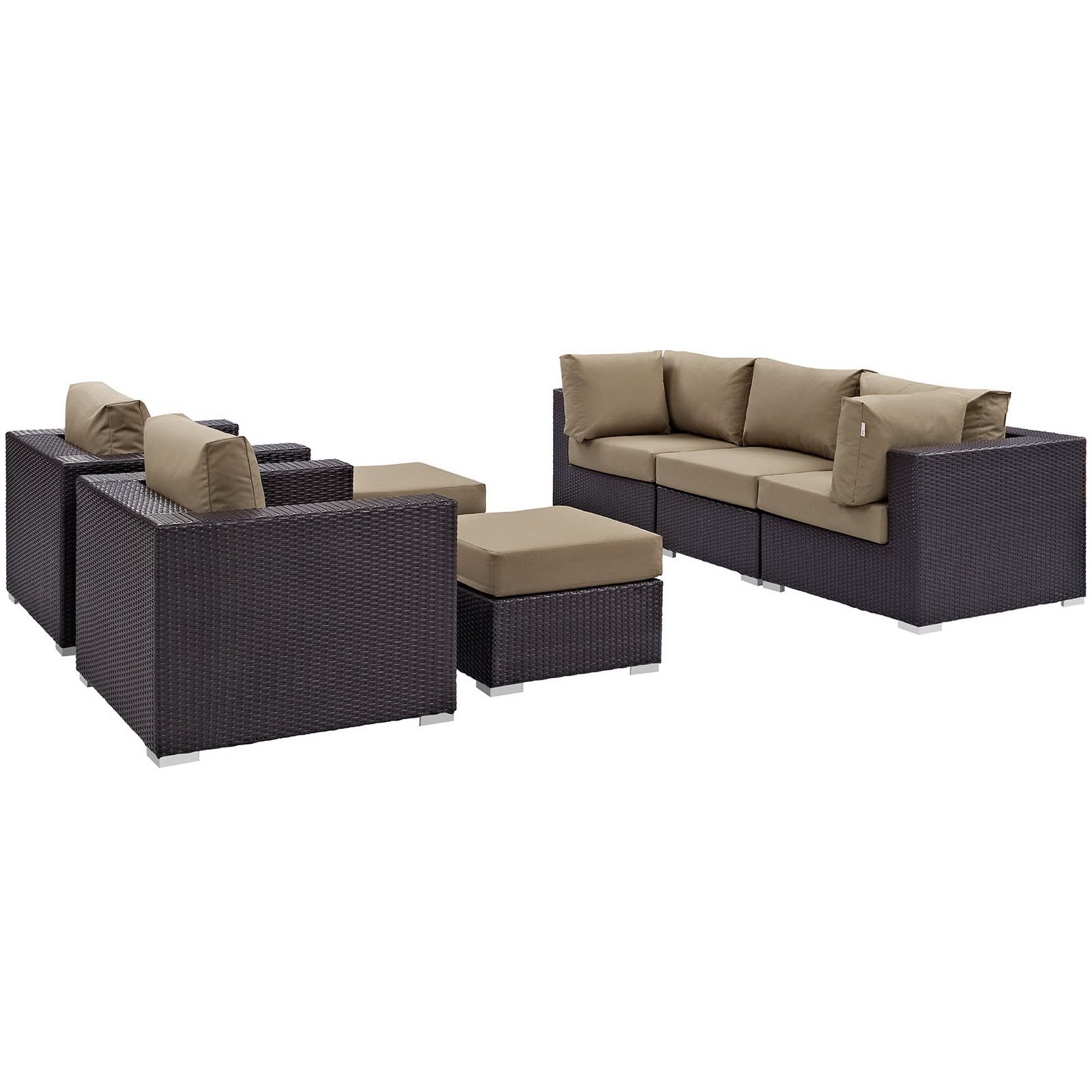 Modway Convene 7 Piece Outdoor Patio Sectional Set