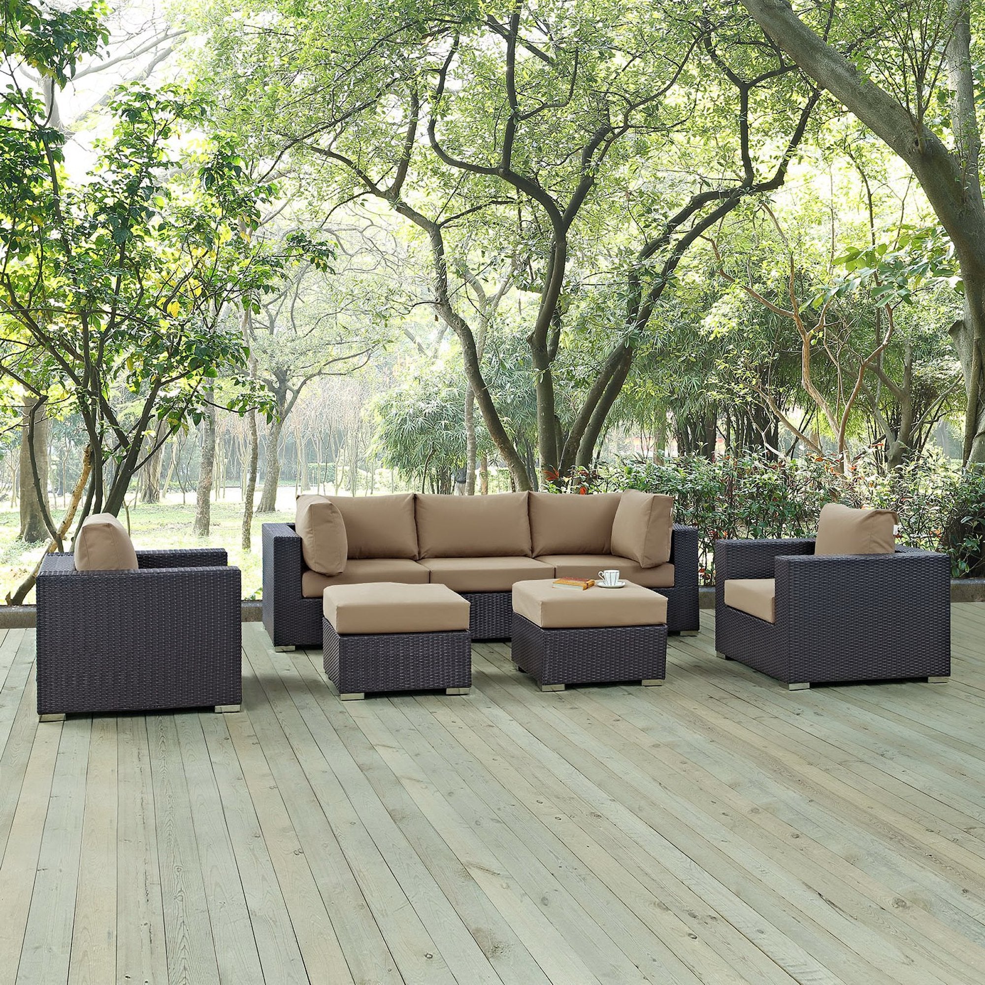 Modway Convene 7 Piece Outdoor Patio Sectional Set
