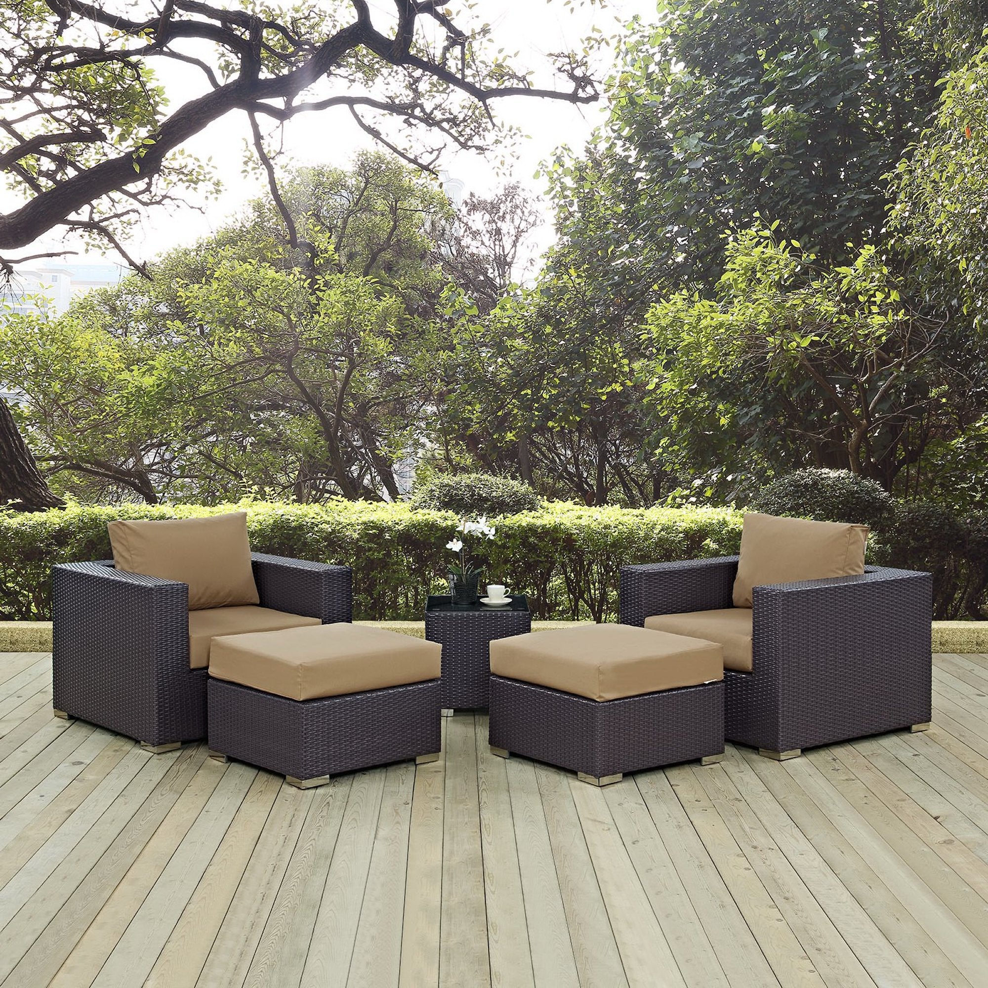 Modway Convene 5 Piece Outdoor Patio Sectional Set