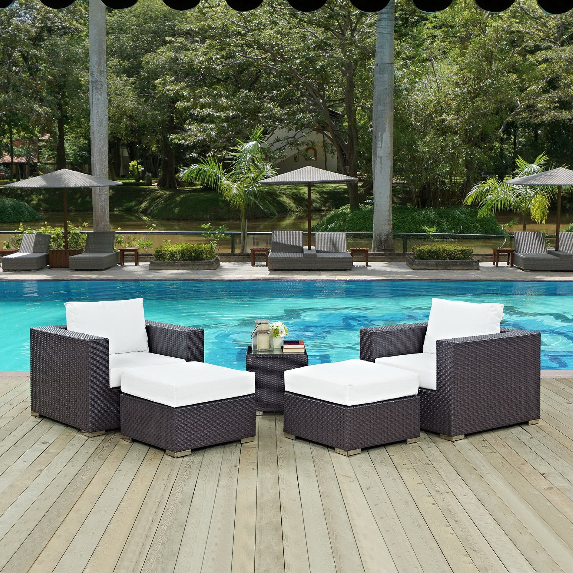 Modway Convene 5 Piece Outdoor Patio Sectional Set