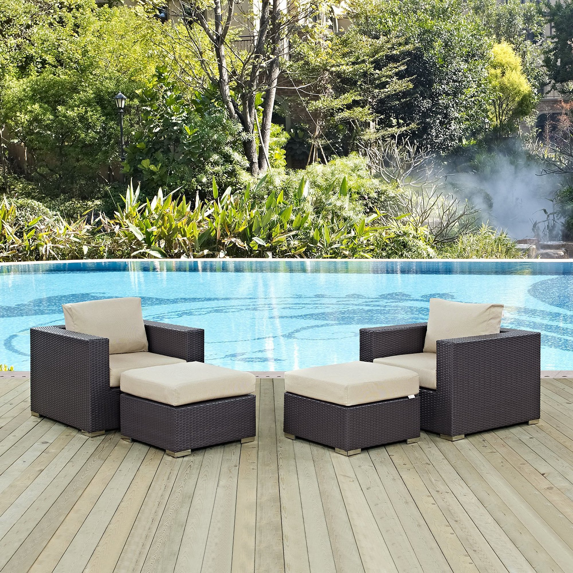 Modway Convene 4 Piece Outdoor Patio Sectional Set