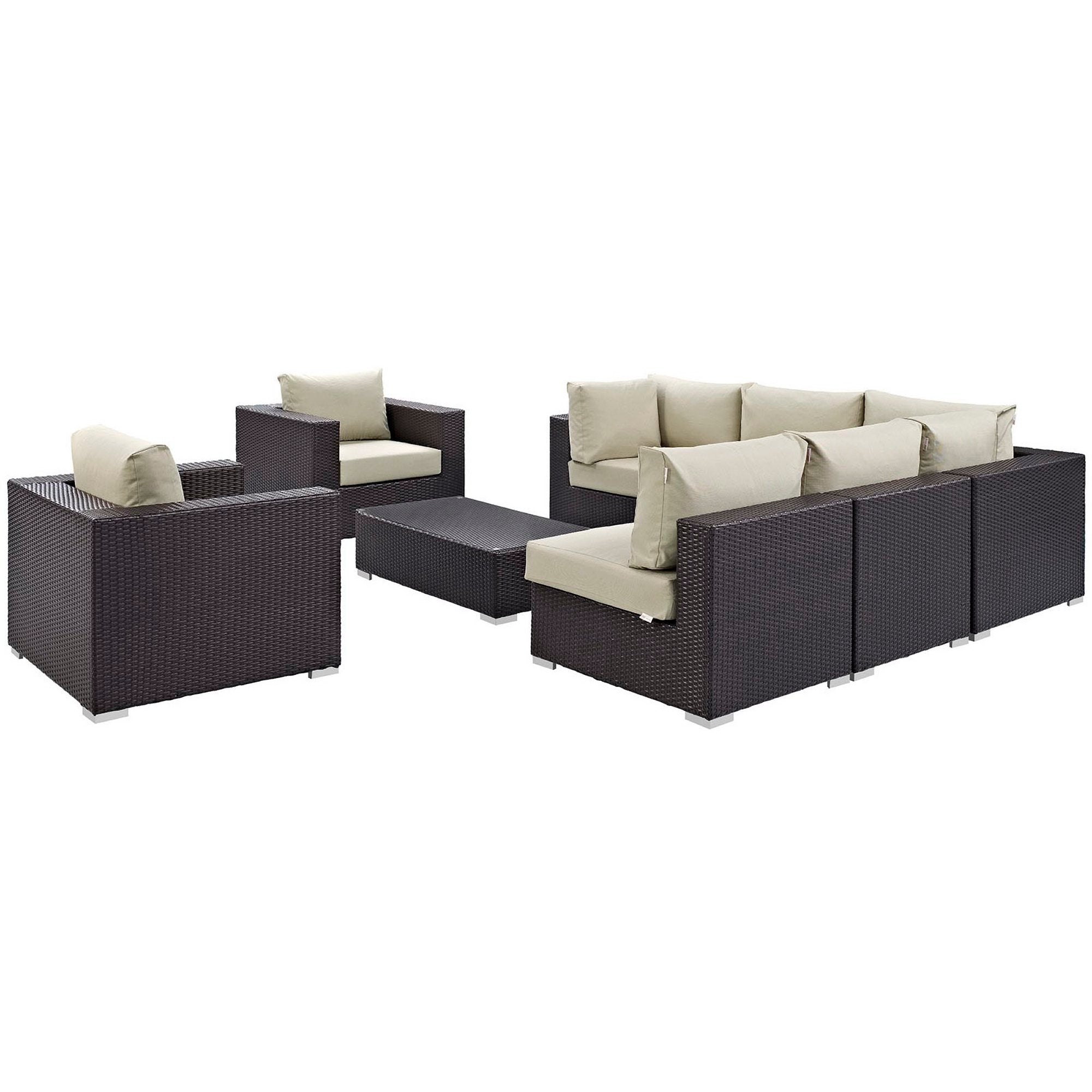 Modway Convene 8 Piece Outdoor Patio Sectional Set