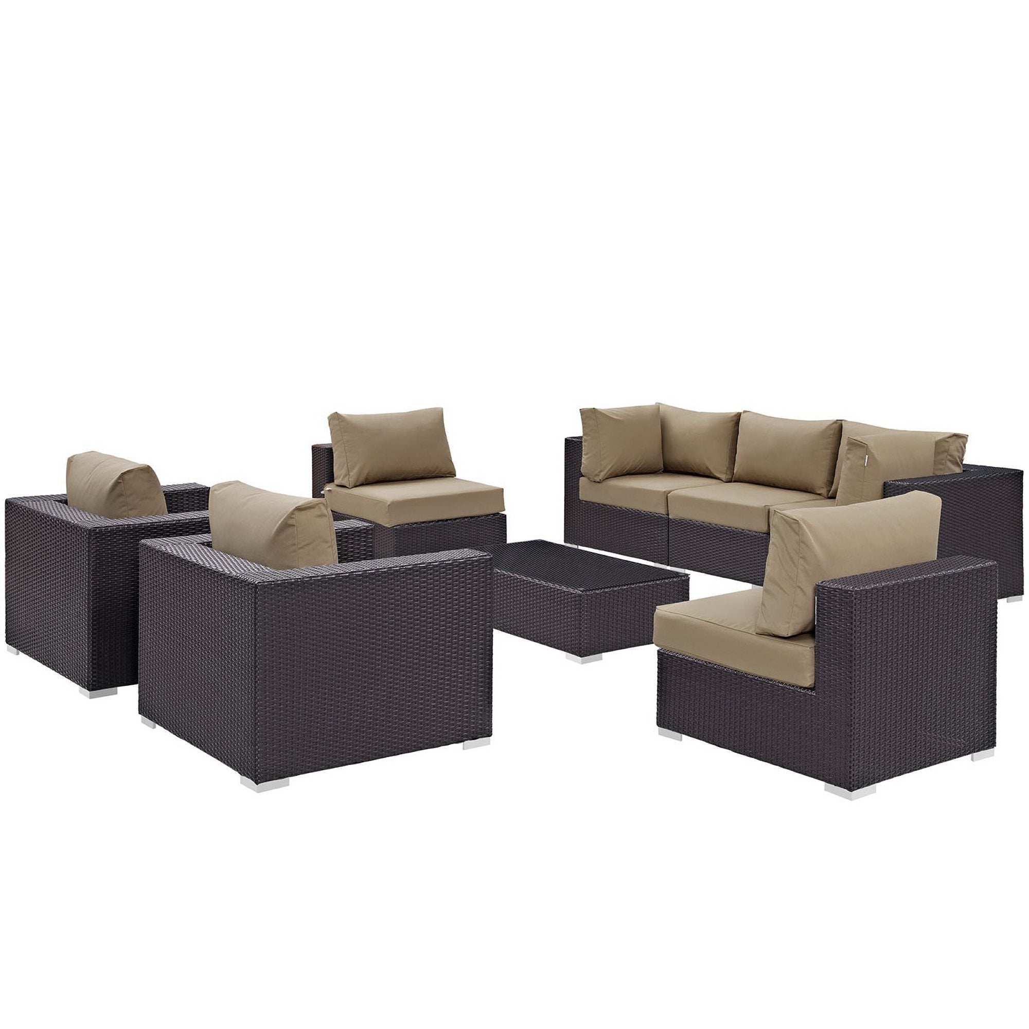 Modway Convene 8 Piece Outdoor Patio Sectional Set