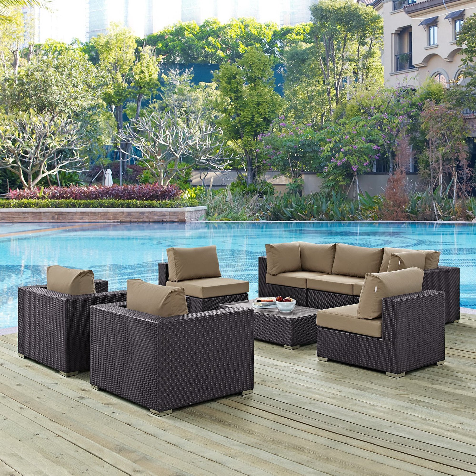 Modway Convene 8 Piece Outdoor Patio Sectional Set