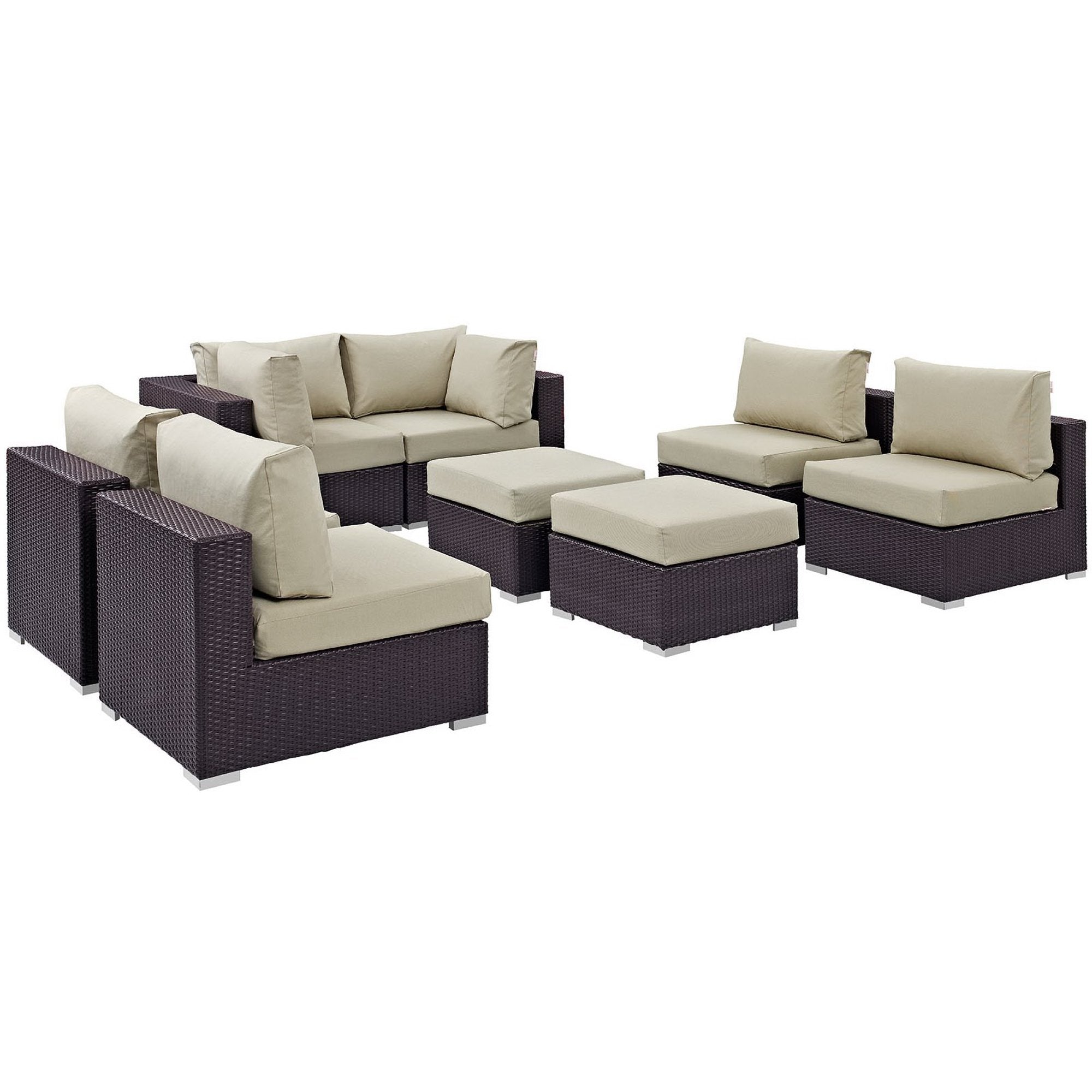 Modway Convene 8 Piece Outdoor Patio Sectional Set