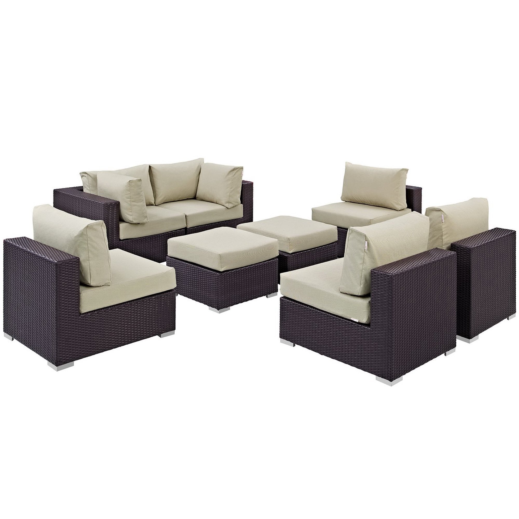 Modway Convene 8 Piece Outdoor Patio Sectional Set