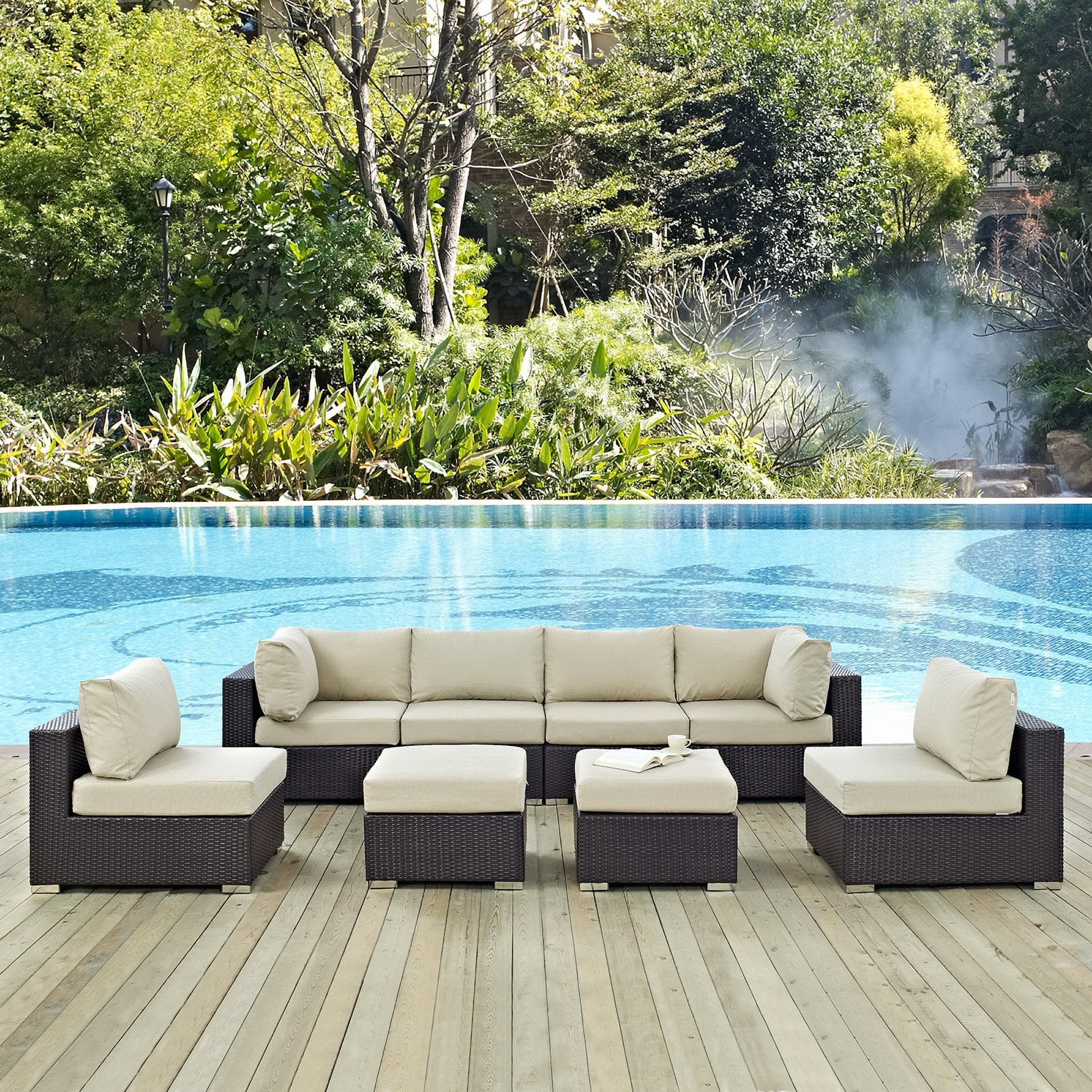 Modway Convene 8 Piece Outdoor Patio Sectional Set