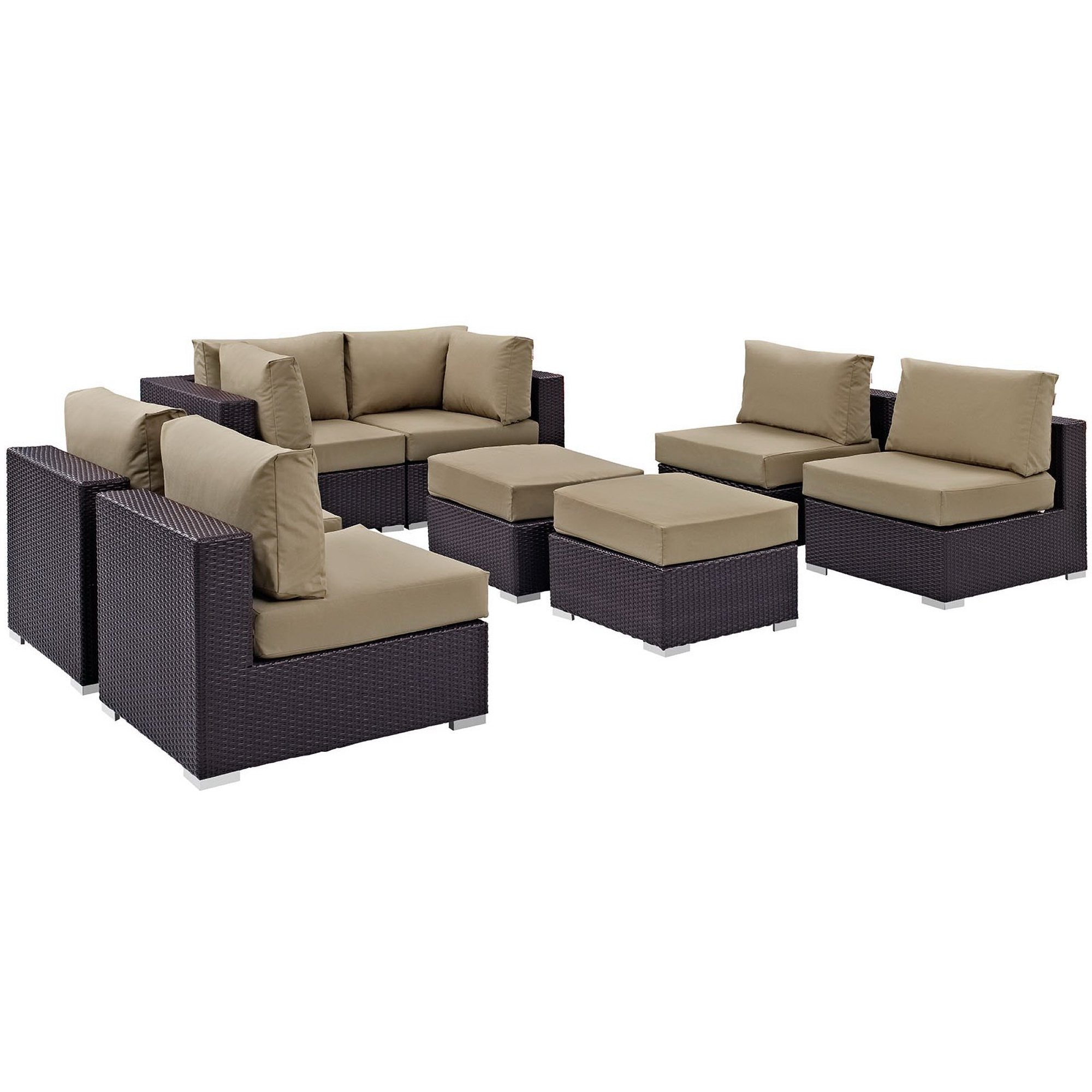 Modway Convene 8 Piece Outdoor Patio Sectional Set