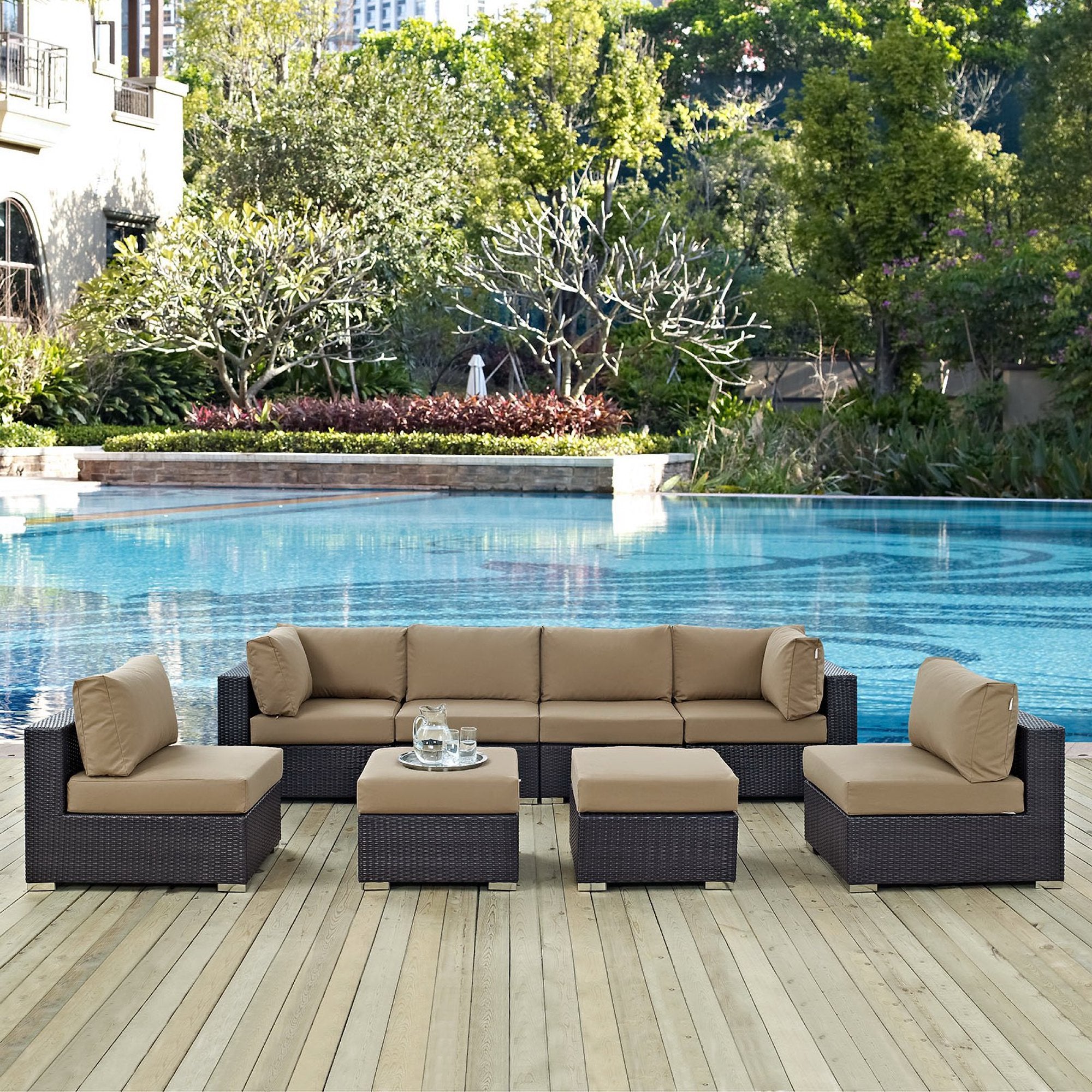 Modway Convene 8 Piece Outdoor Patio Sectional Set